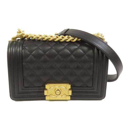 CHANEL 牛皮皮革Boy 20金扣鏈帶肩背袋