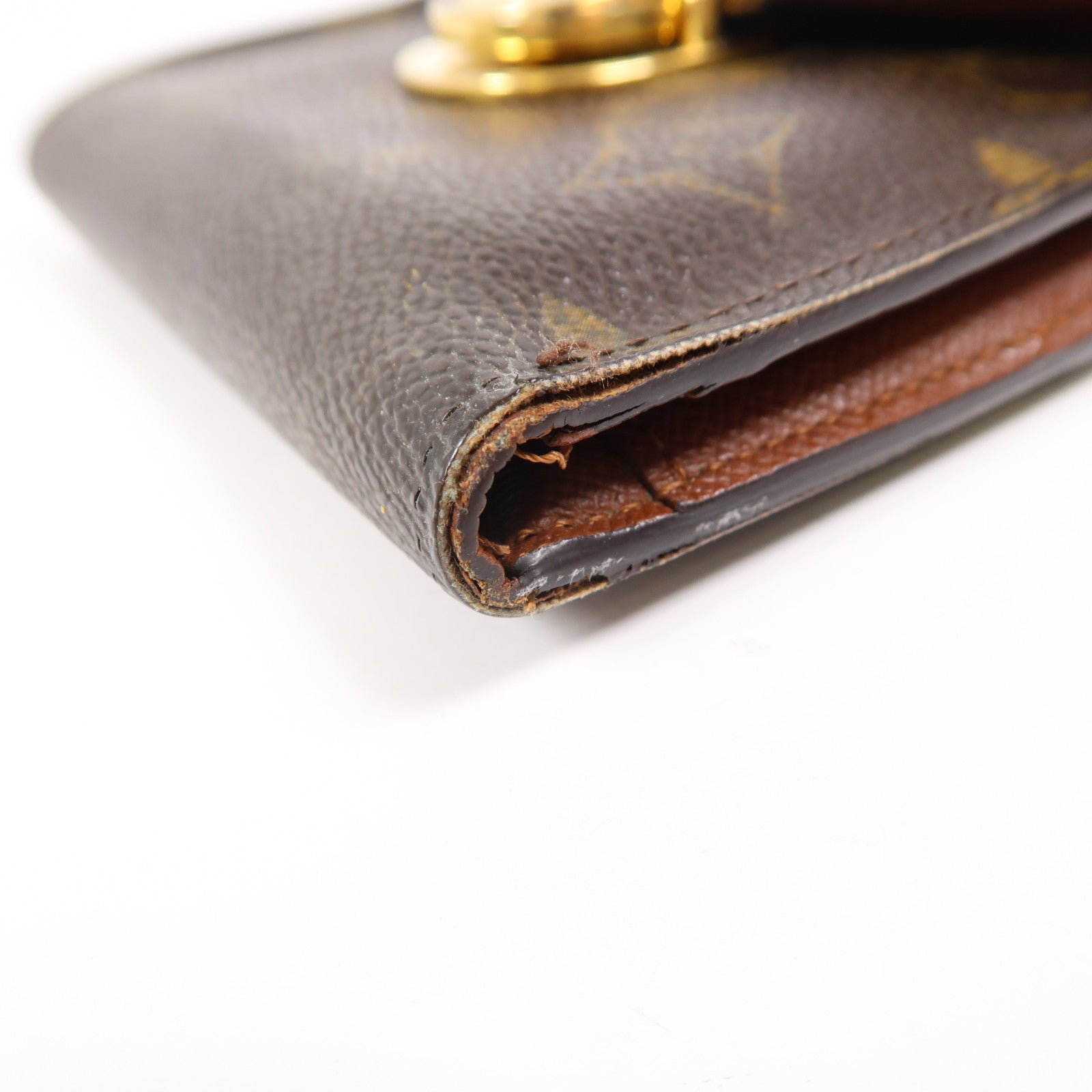 LOUIS VUITTON LV GHW Tri-fold Long Wallet Monogram M60003 Brown