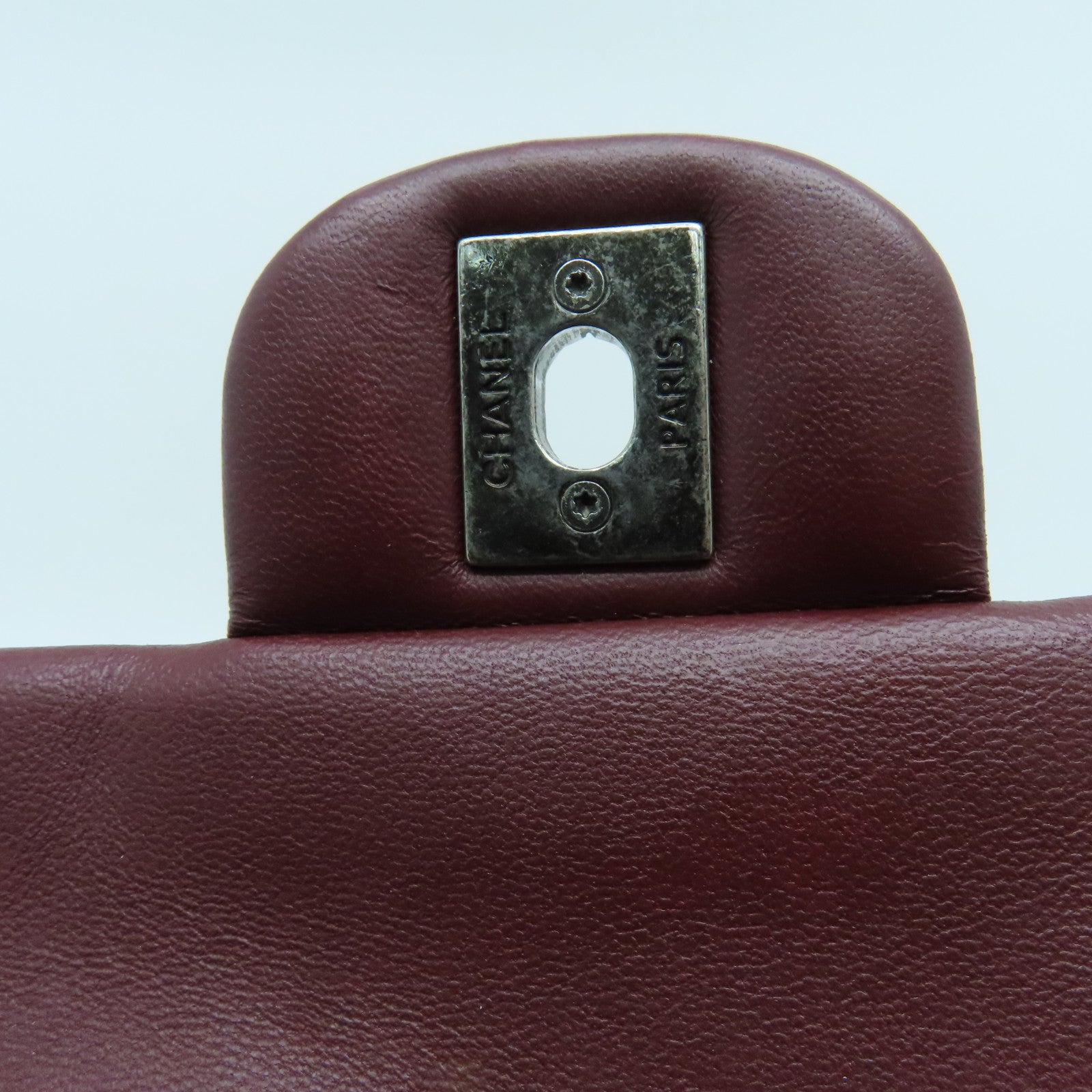 CHANEL diamond lambskin leather Chain Shoulder silver buckle shoulder bag black / maroon