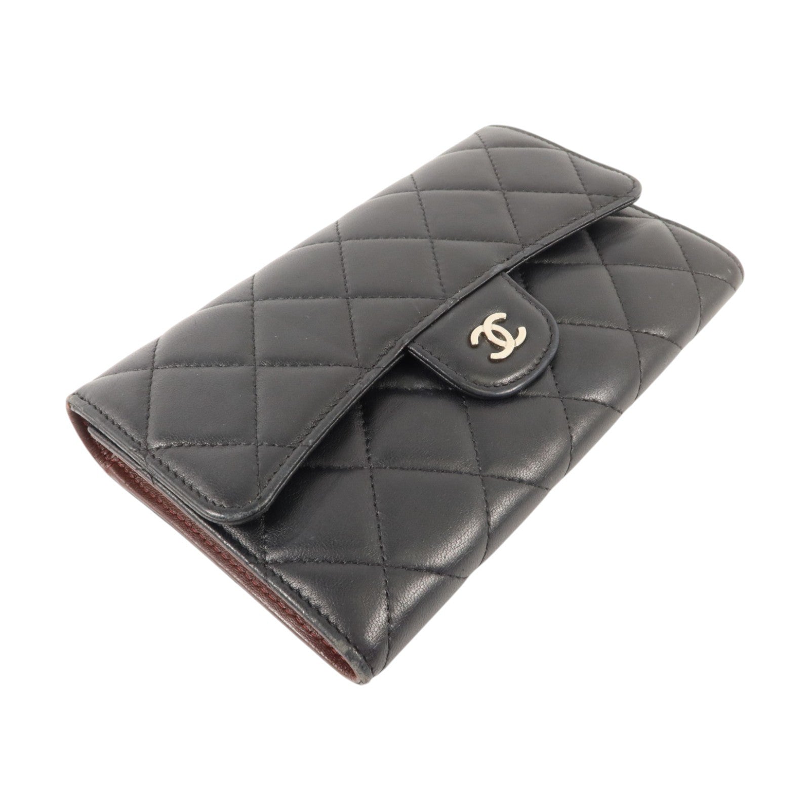 CHANEL 羊皮皮革Classic Long Flap Wallet銀扣長錢包