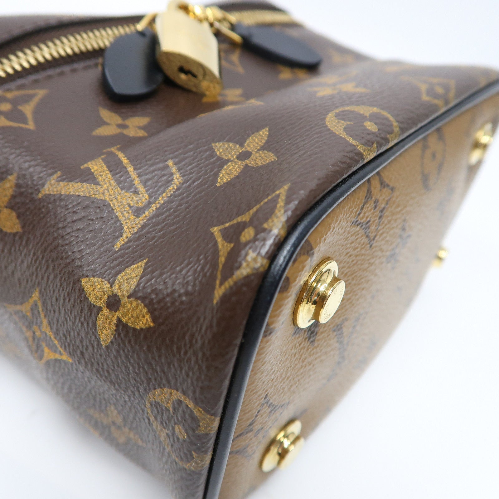 LOUIS VUITTON Monogram Vanity PM金扣手挽肩背兩用袋啡色