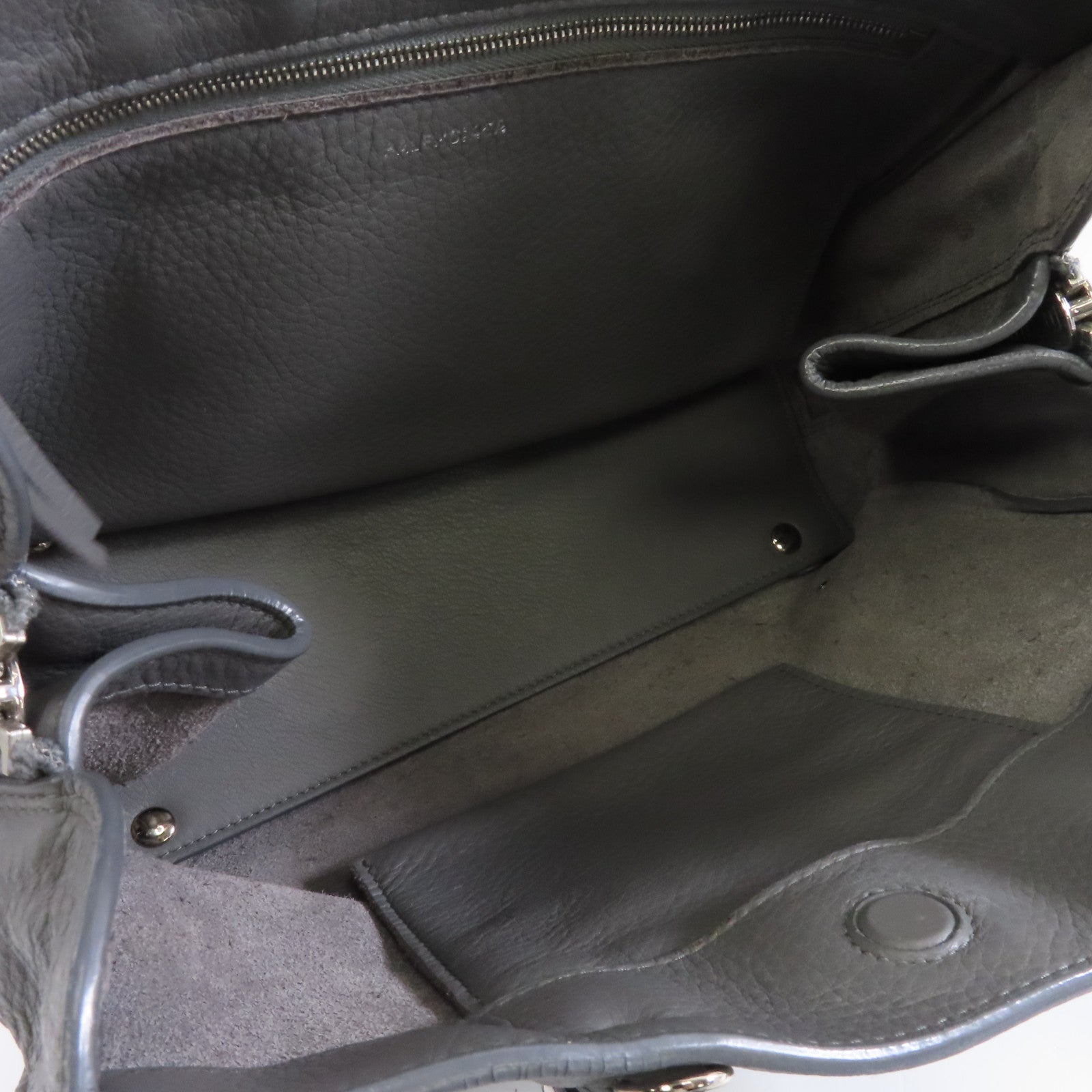 BALENCIAGA 羊皮皮革2way Shoulder Bag銀扣手挽肩背兩用袋灰色