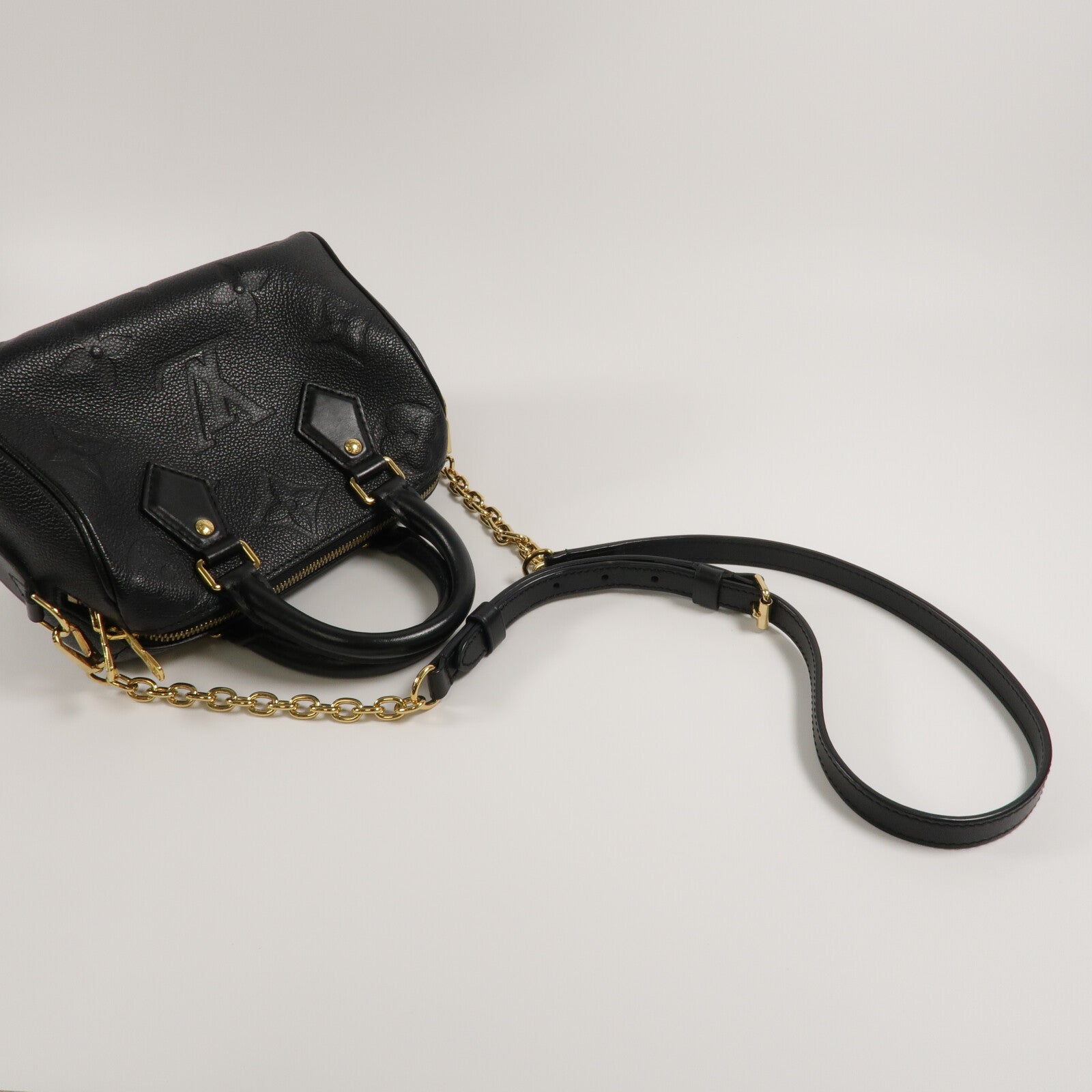 LOUIS VUITTON Monogram Empreinte Speedy Bandoulier 20鏈帶手挽肩背兩用袋