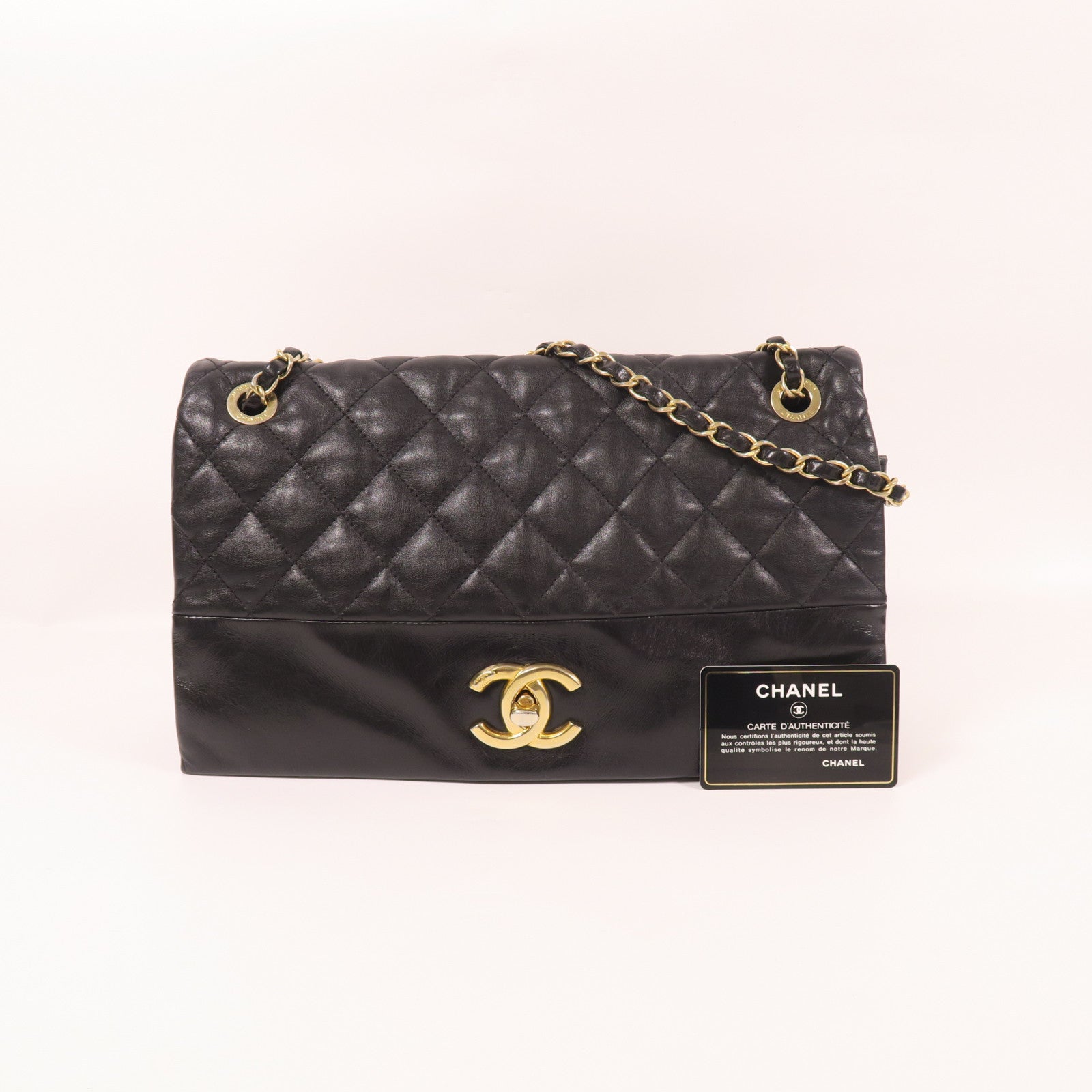 CHANEL 羊皮皮革Chain Shoulder金扣鏈帶肩背袋