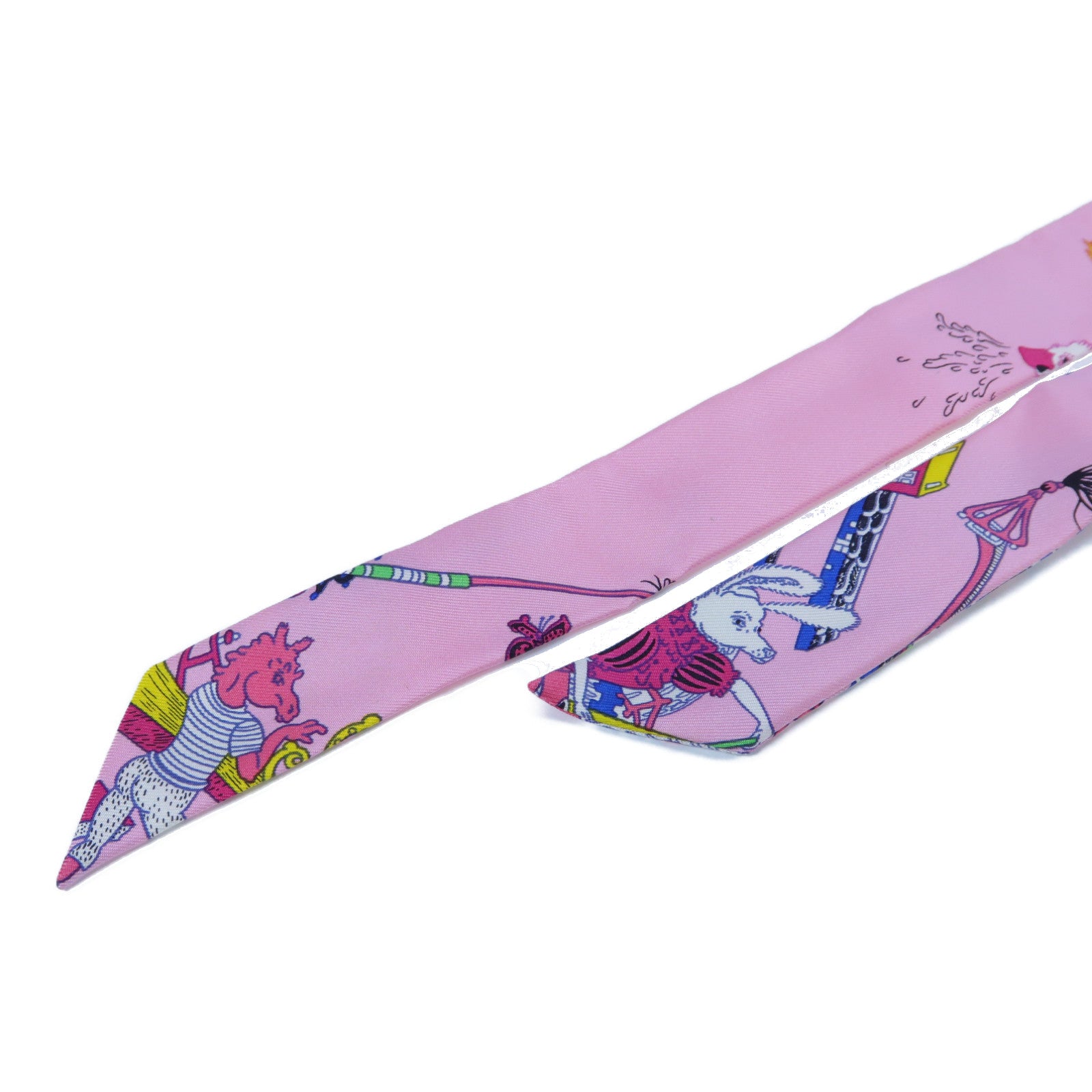 HERMES 【激減優惠】絲質Mini Ribbow Bow領帶粉紅色