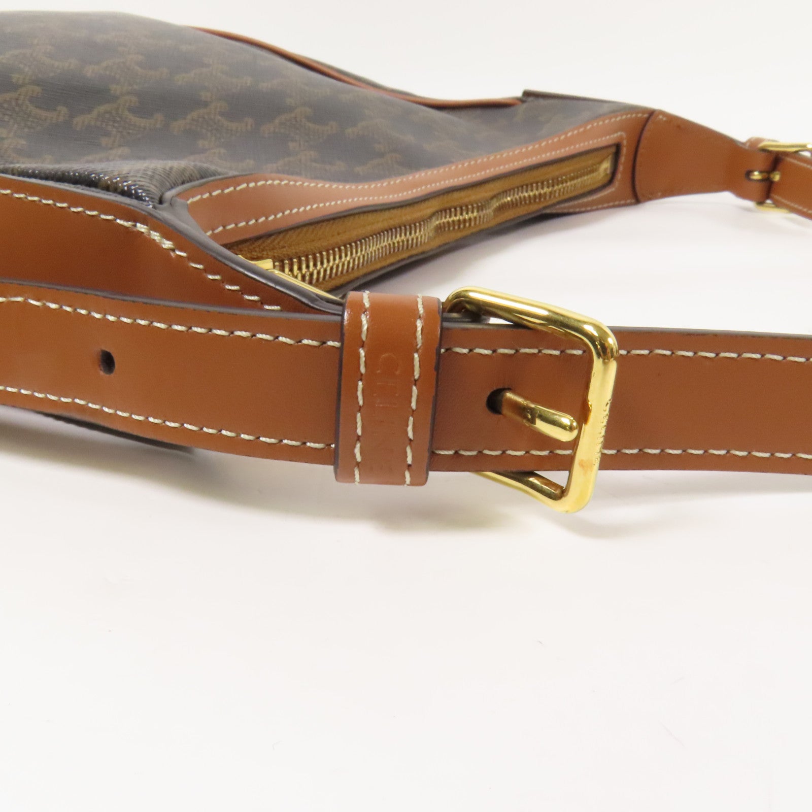 CELINE 塗層帆布Heloise Hobo金扣肩背袋