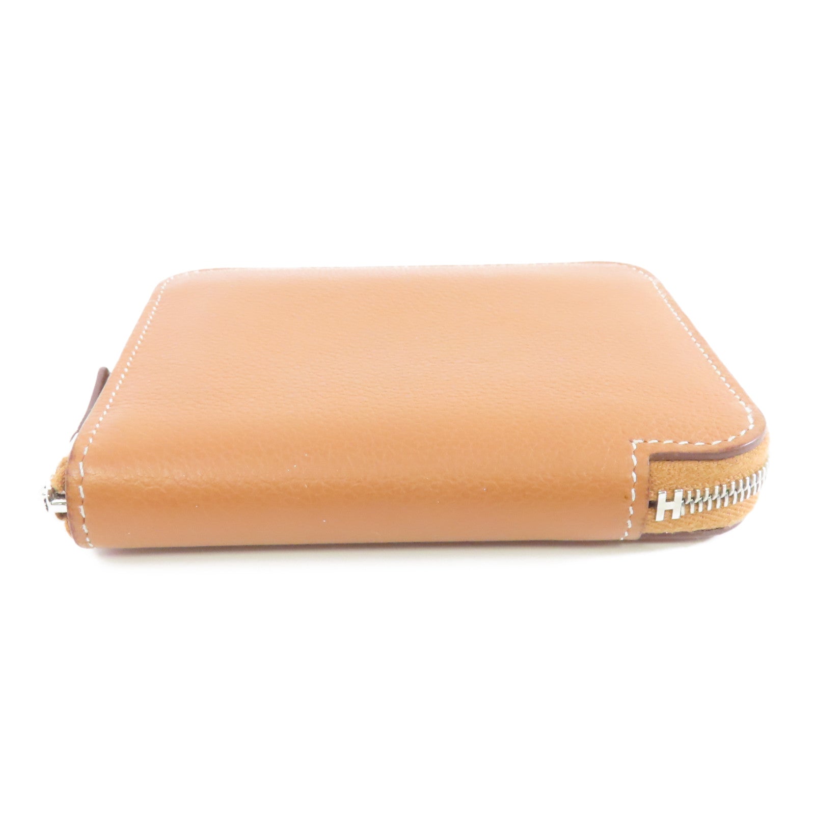 HERMES Evercolor皮革Silk in Compact Wallet銀扣錢包37 Gold經典駝色