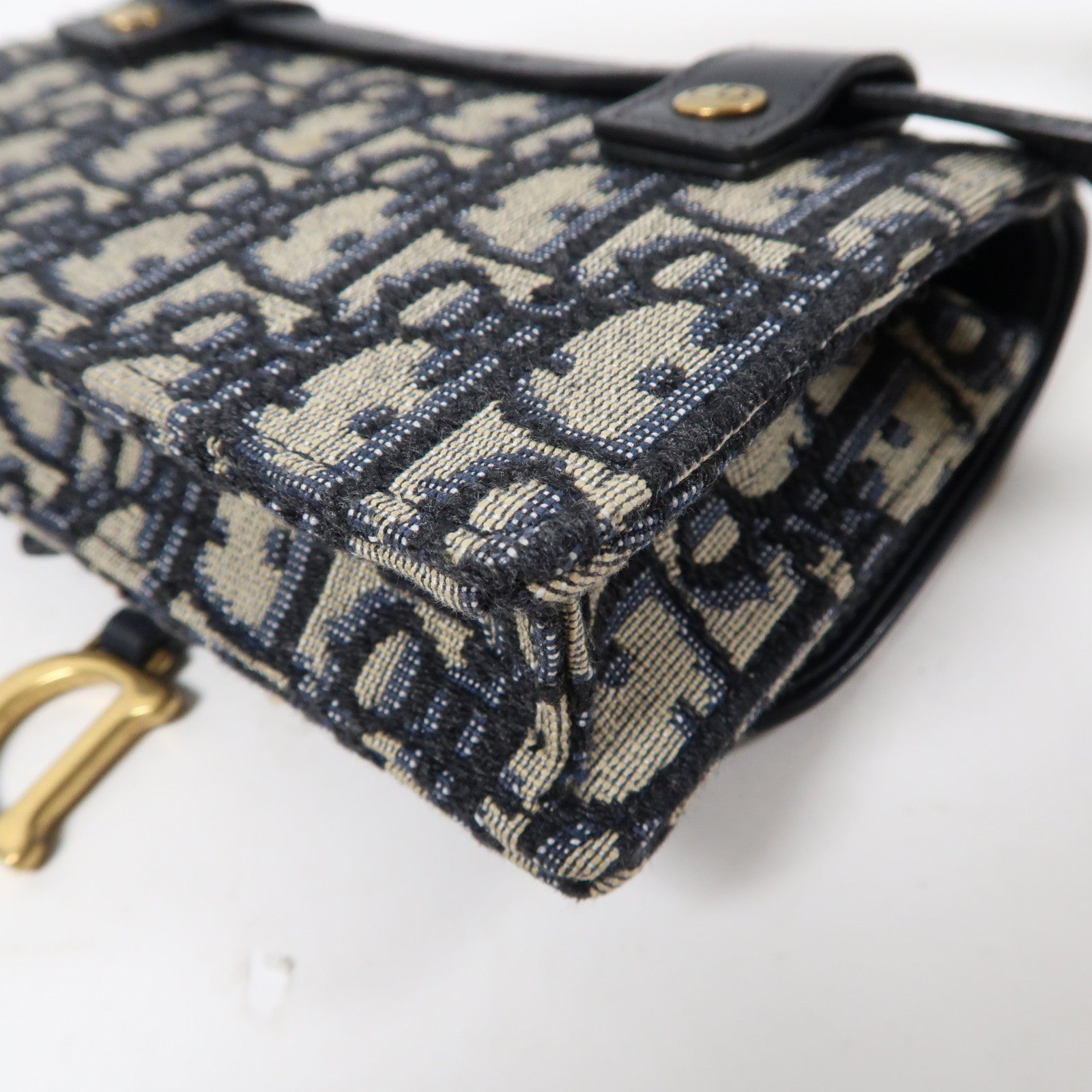 Dior 帆布Saddle Bumbag金扣肩背袋深藍色