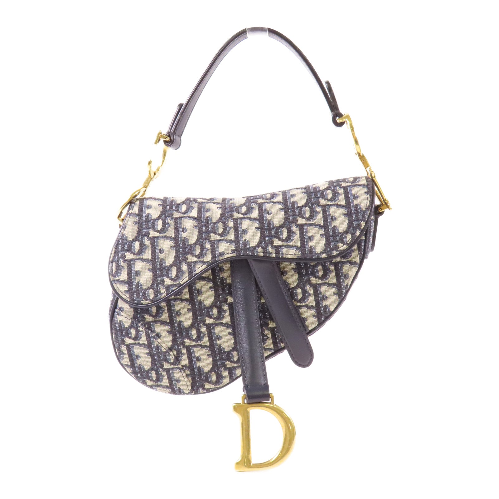 Dior 【激減優惠】帆布Mini Saddle金扣手挽袋