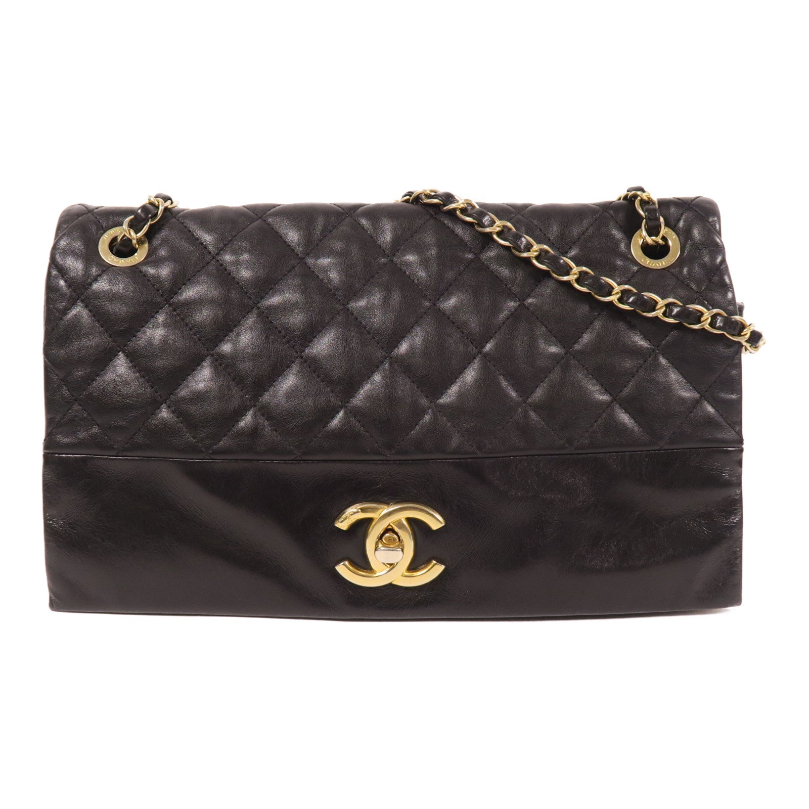 CHANEL 羊皮皮革Chain Shoulder金扣鏈帶肩背袋