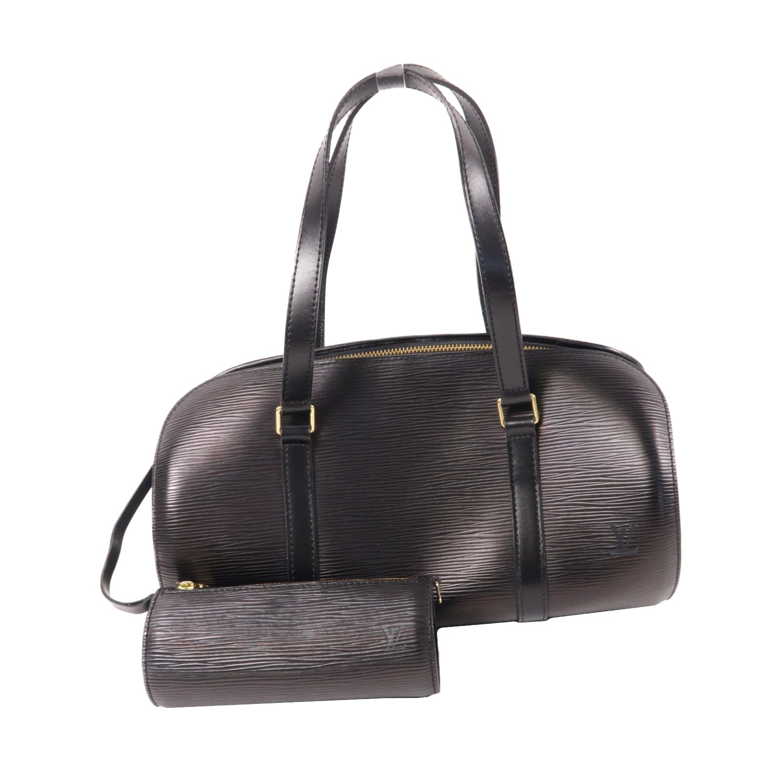 LOUIS VUITTON Epi Soufflot金扣手挽袋黑色