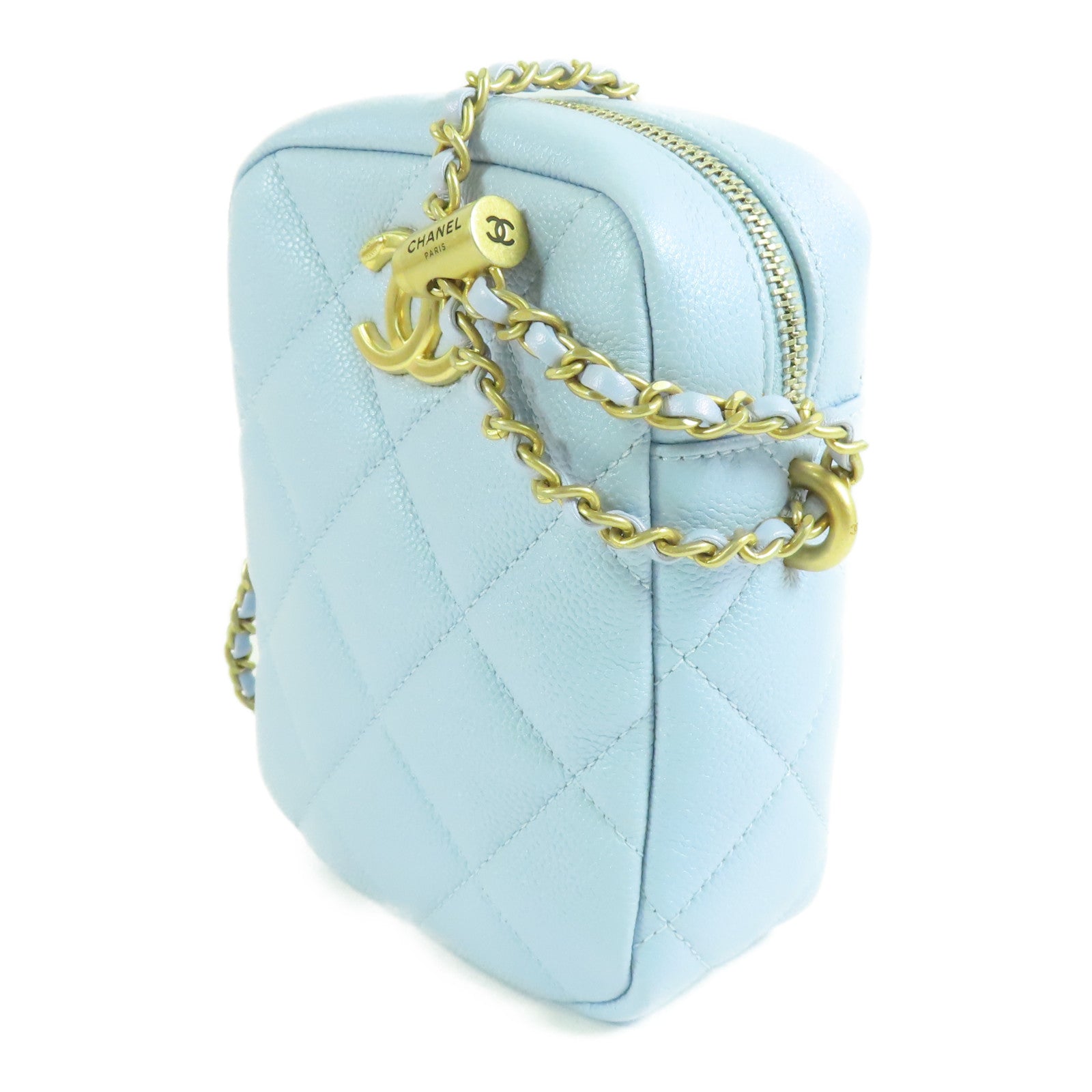 CHANEL 牛皮皮革Mini Camera Bag金扣肩背袋