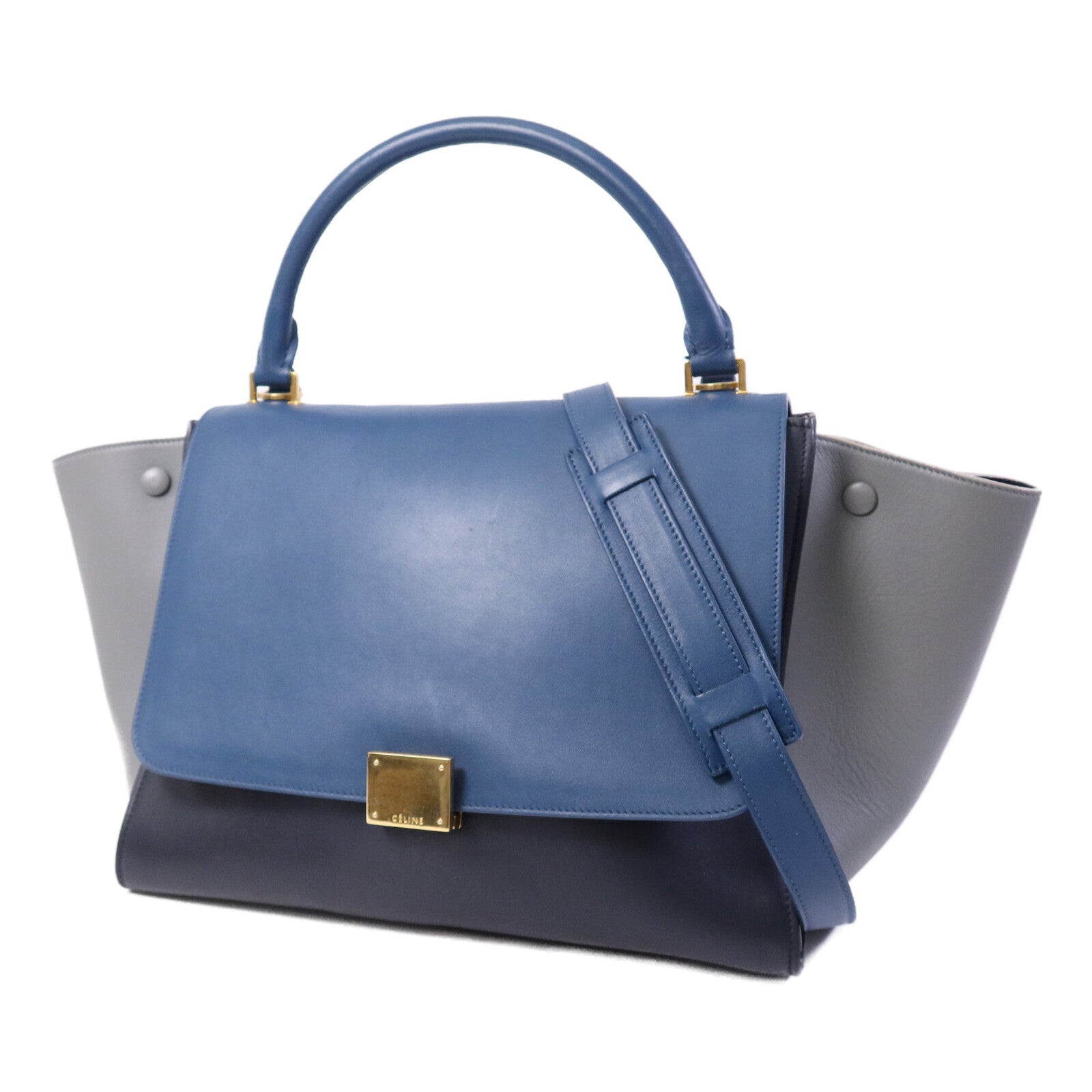 CELINE 牛皮皮革Trapeze金扣手挽肩背兩用袋