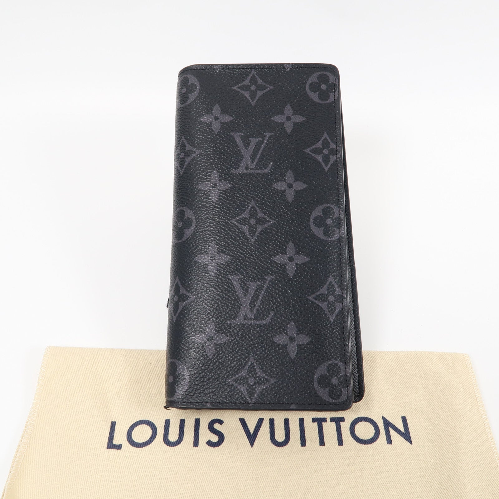LOUIS VUITTON Monogram Eclipse Brazza Wallet銀扣長錢包黑色
