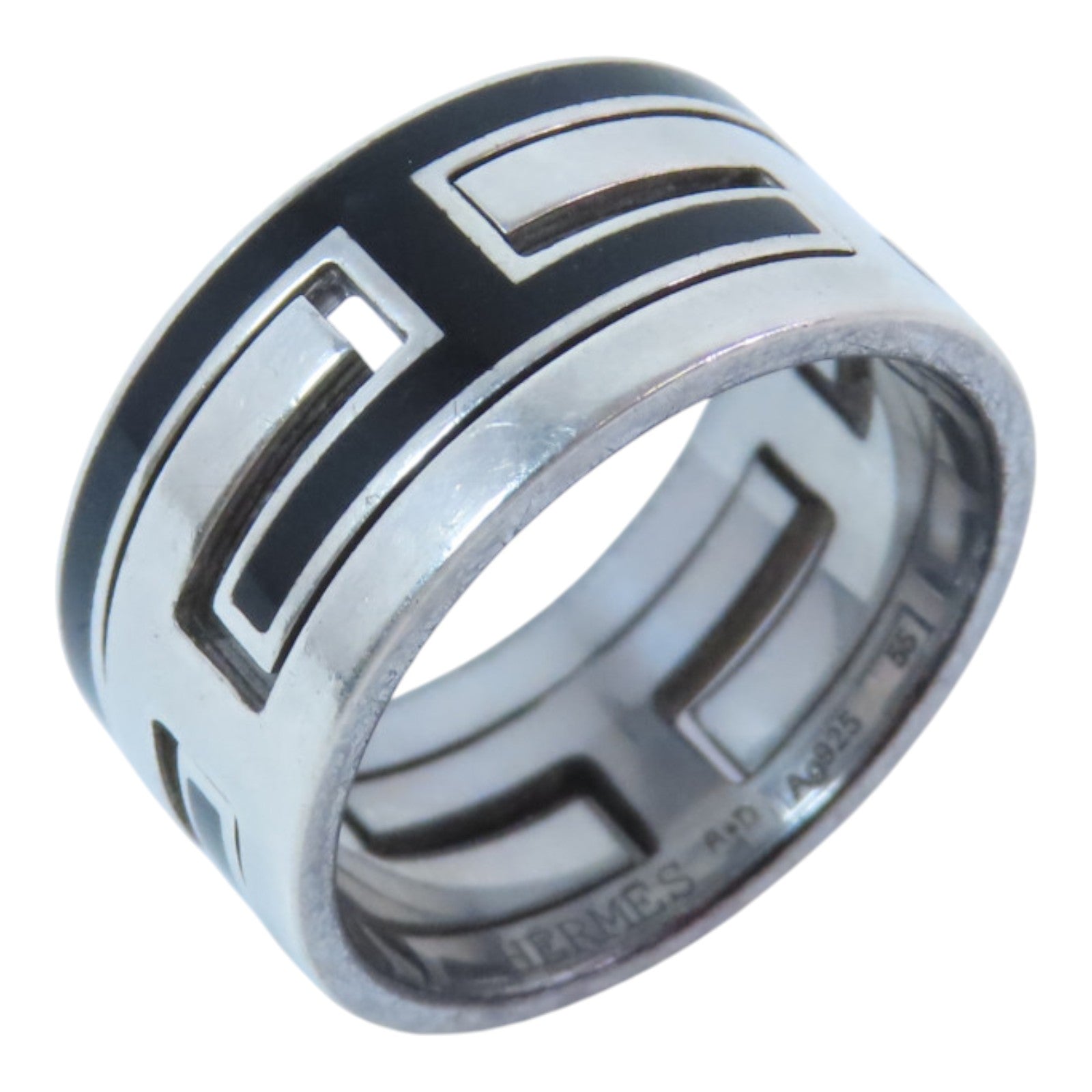 HERMES 925純銀Move Ash H Logo Sterling Ring戒指#55/US#7