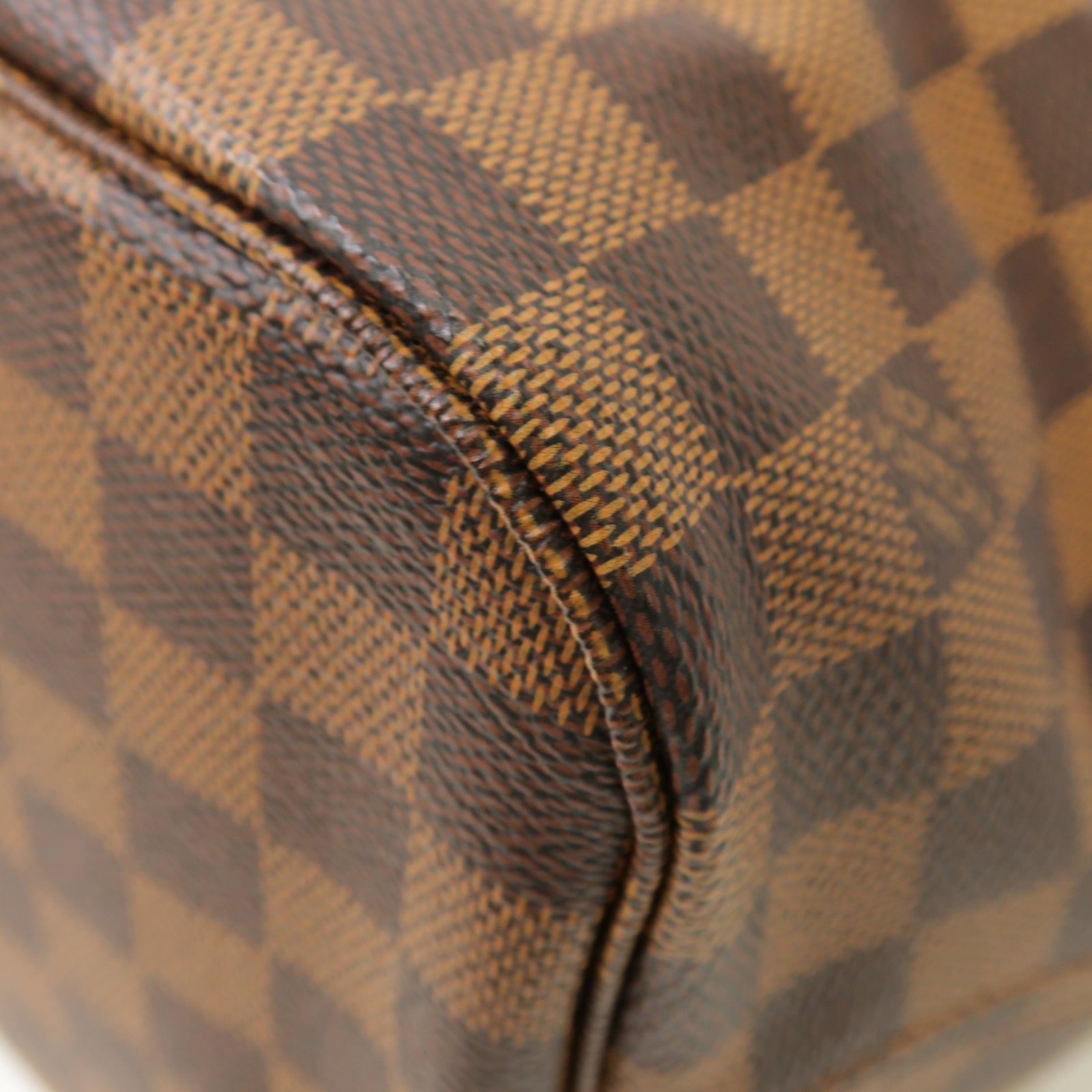 LOUIS VUITTON Damier Neverfull MM金扣肩背袋啡色