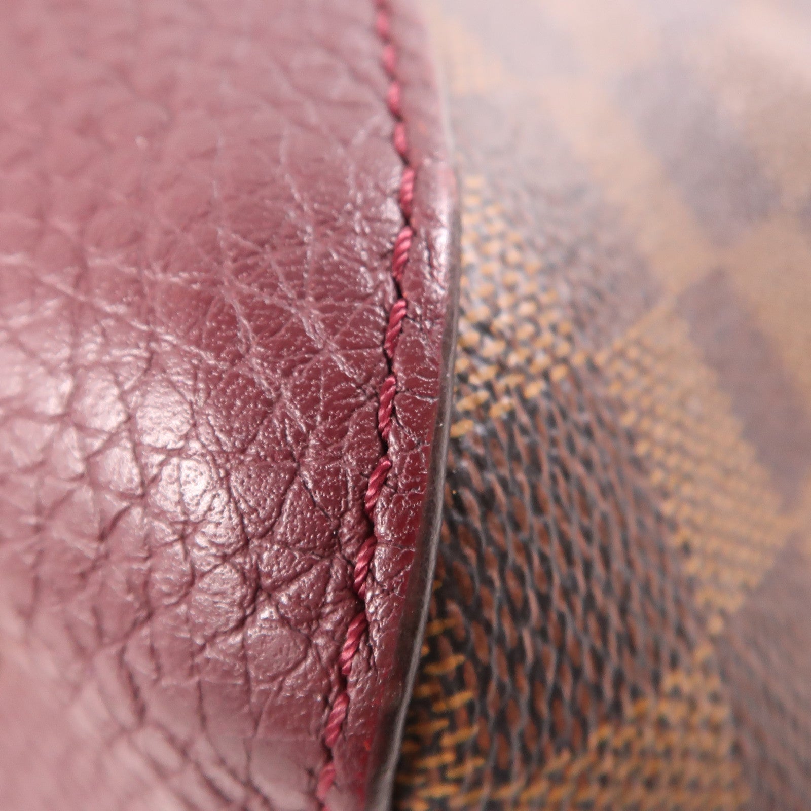 LOUIS VUITTON Damier Hyde Park金扣手挽肩背兩用袋棕色/紅色