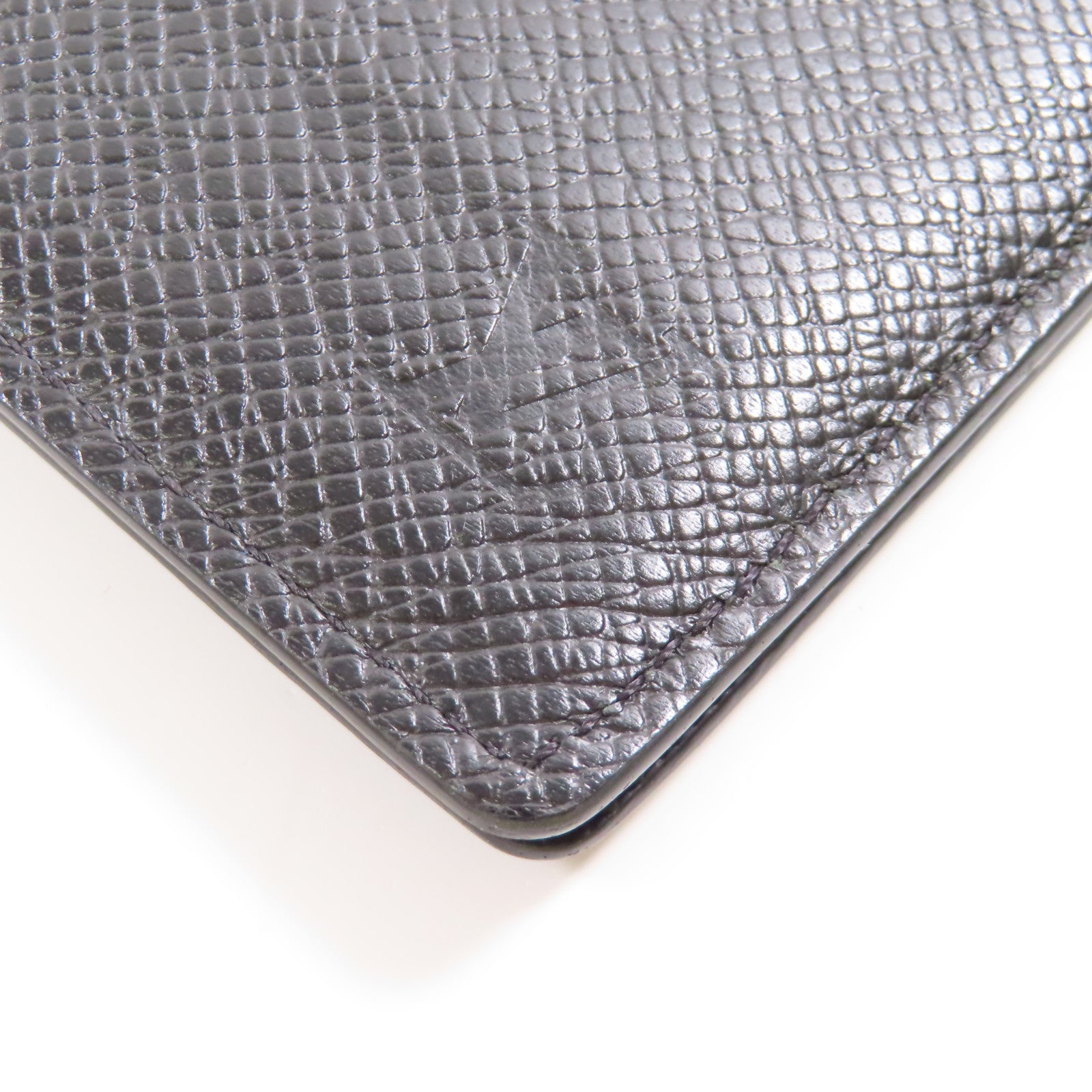 LOUIS VUITTON Taiga皮革Wallet Money Clip銀扣錢夾黑色