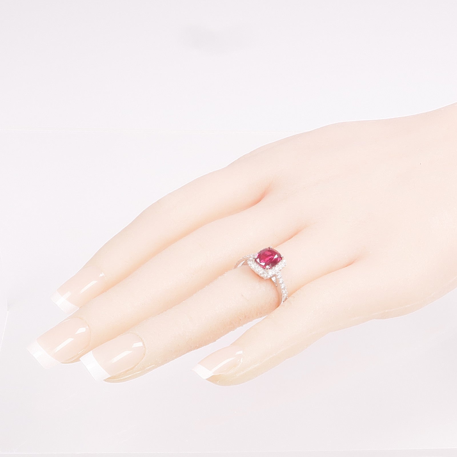 JEWELRY 【激減優惠】PT950鉑金Ruby Diamond Ring紅寶石/鑽石戒指US#5.75