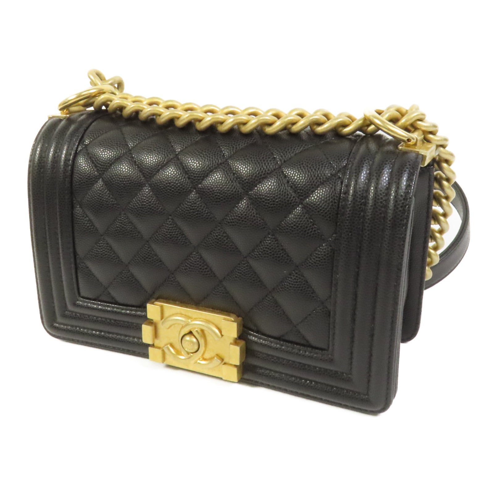 CHANEL 牛皮皮革Boy 20金扣鏈帶肩背袋