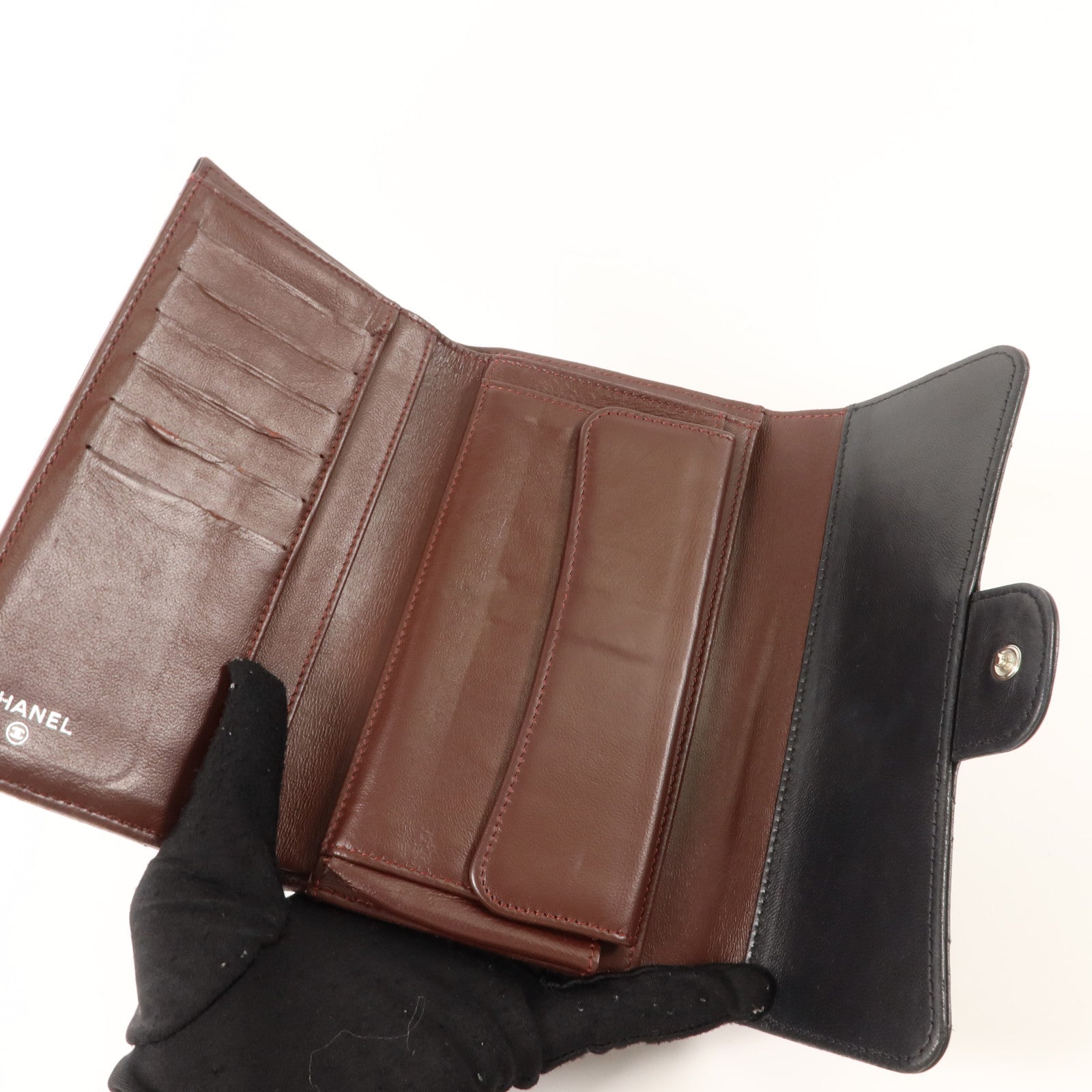 CHANEL 羊皮皮革Classic Long Flap Wallet銀扣長錢包
