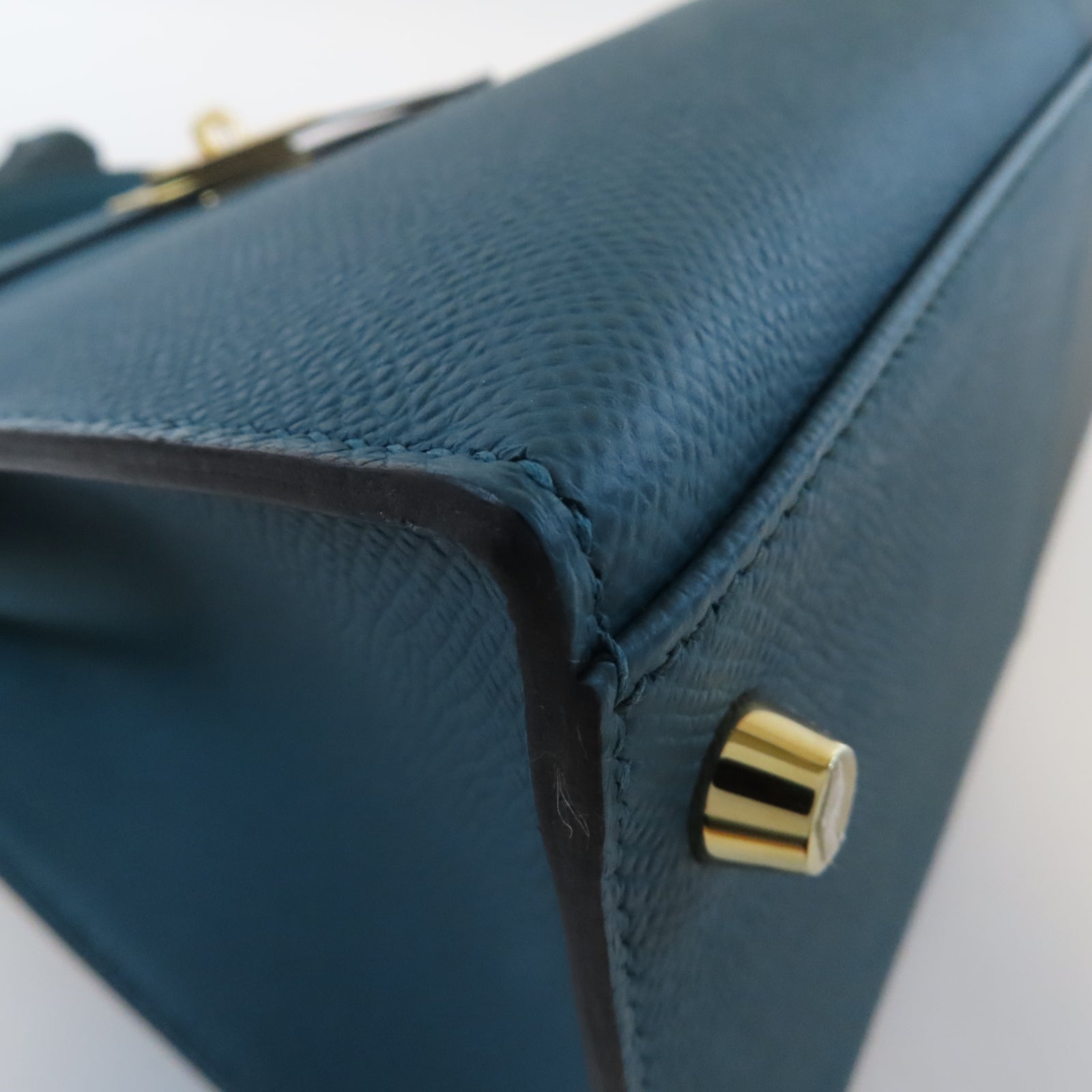 HERMES Epsom皮革Kelly 28金扣手挽肩背兩用袋藍色/深藍色