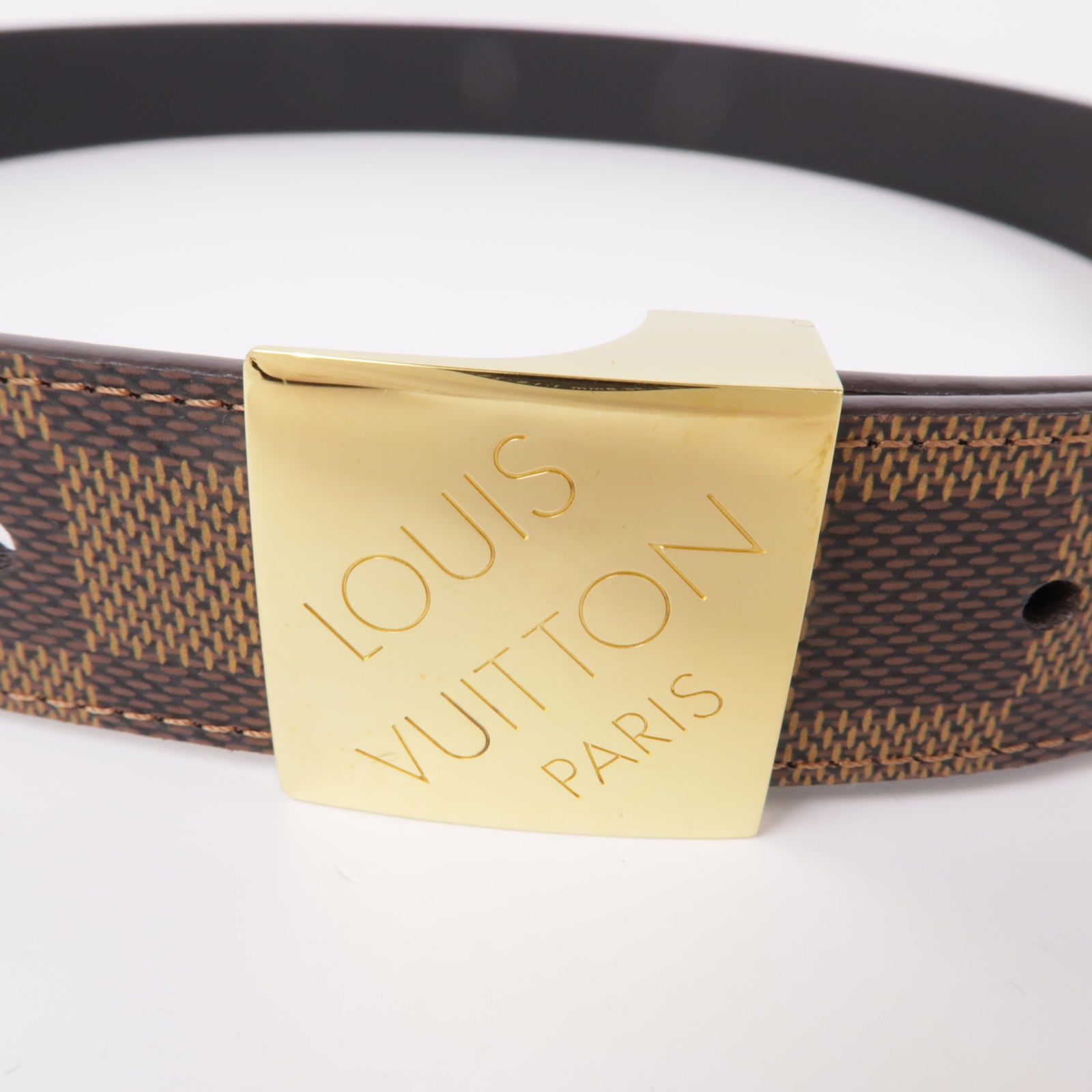 LOUIS VUITTON Damier Belt金扣皮帶