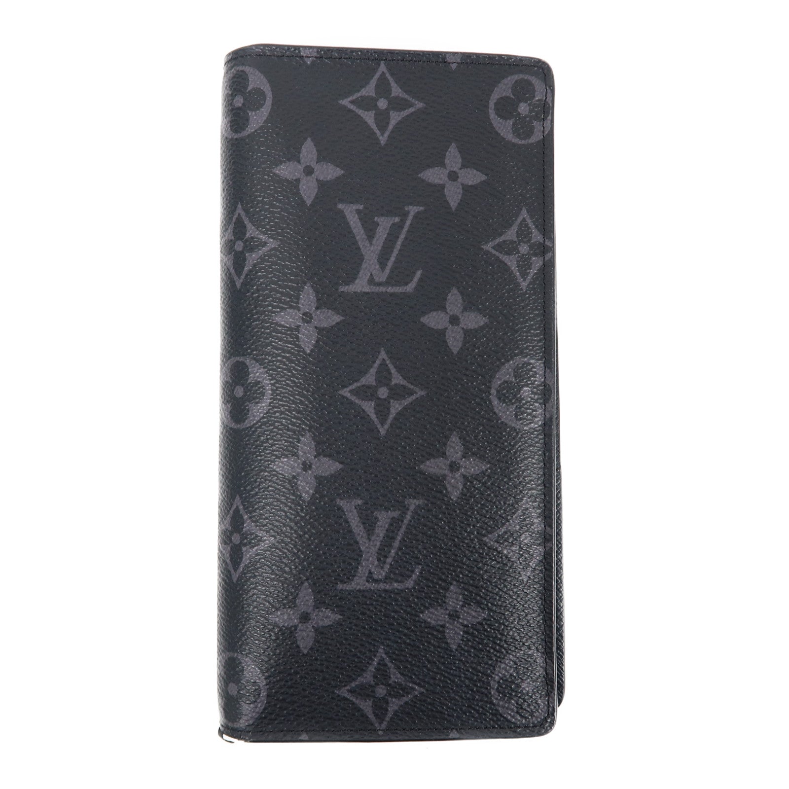 LOUIS VUITTON Monogram Eclipse Brazza Wallet銀扣長錢包黑色