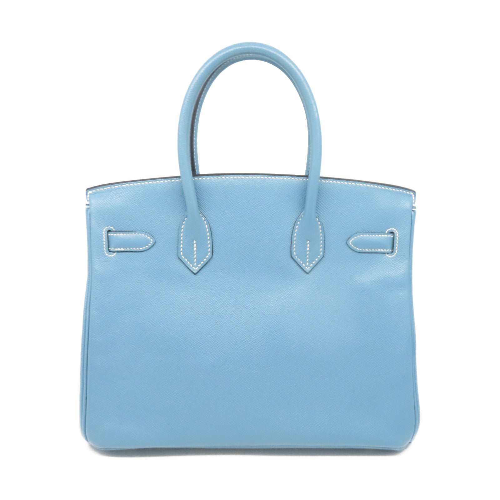 HERMES 【清倉大減價】Epsom皮革Birkin 30銀扣手挽袋牛仔藍色