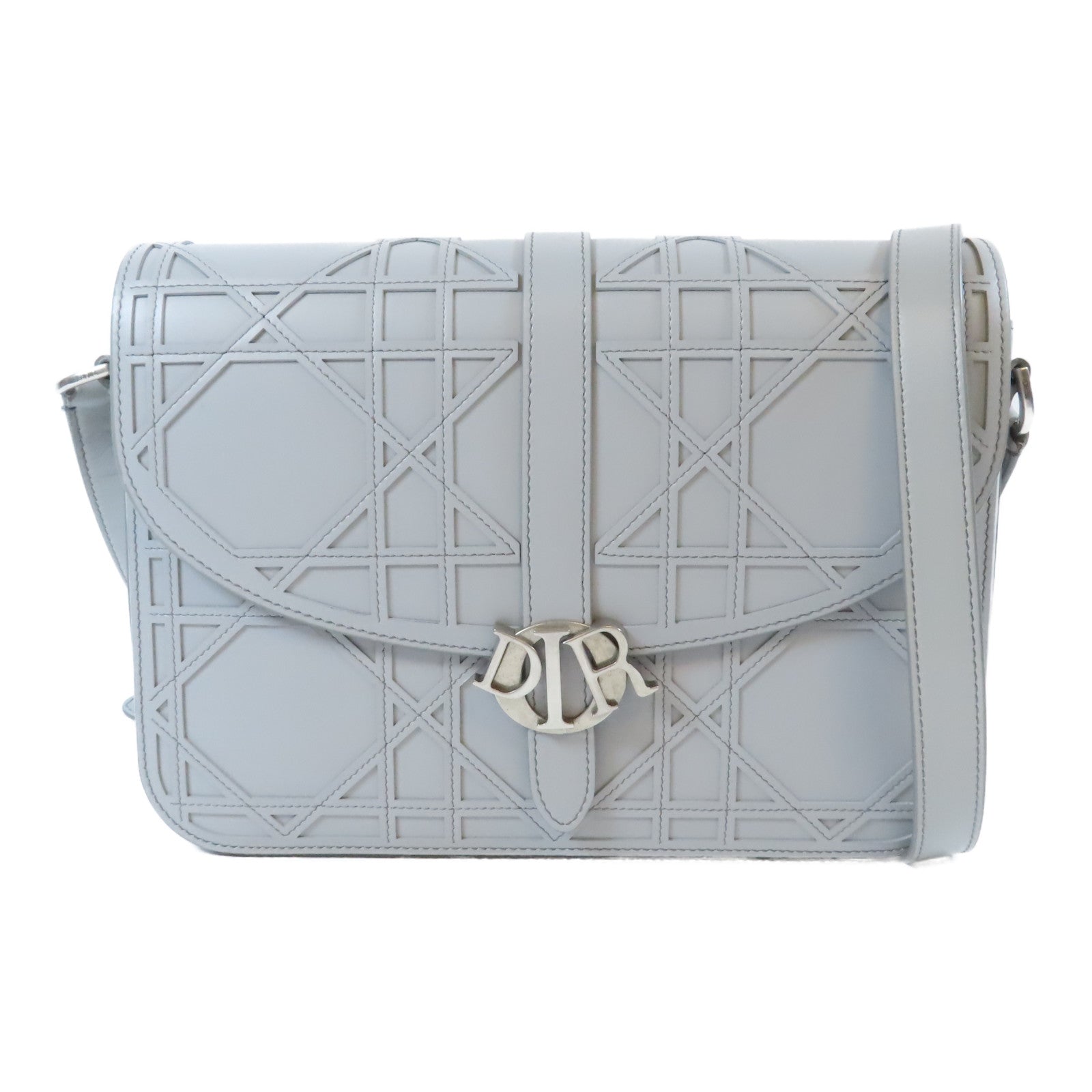 Dior 【激減優惠】牛皮皮革Shoulder Bag銀扣肩背袋灰色