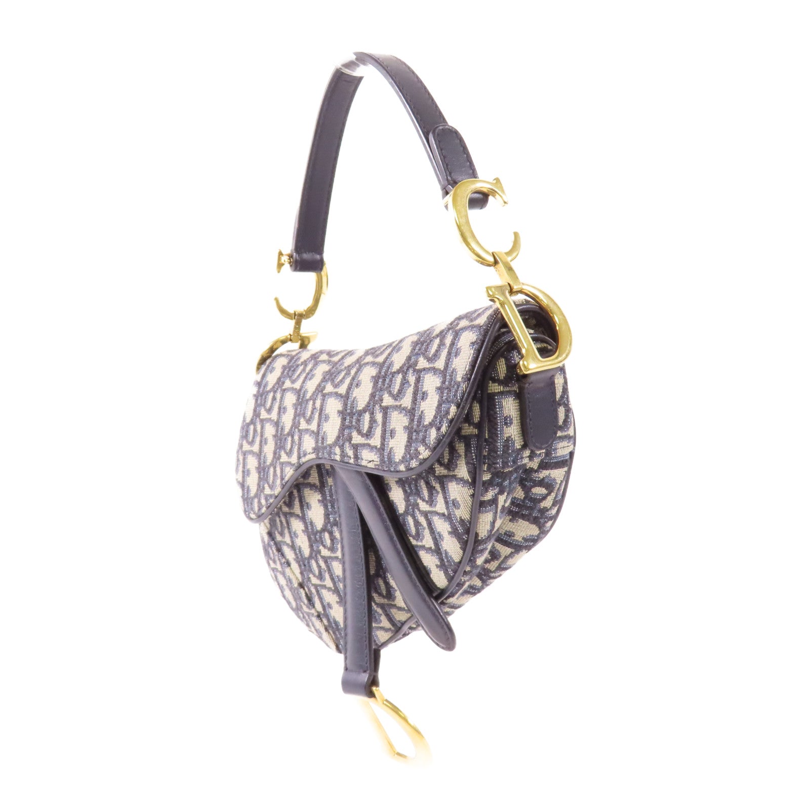 Dior 帆布Mini Saddle金扣手挽袋