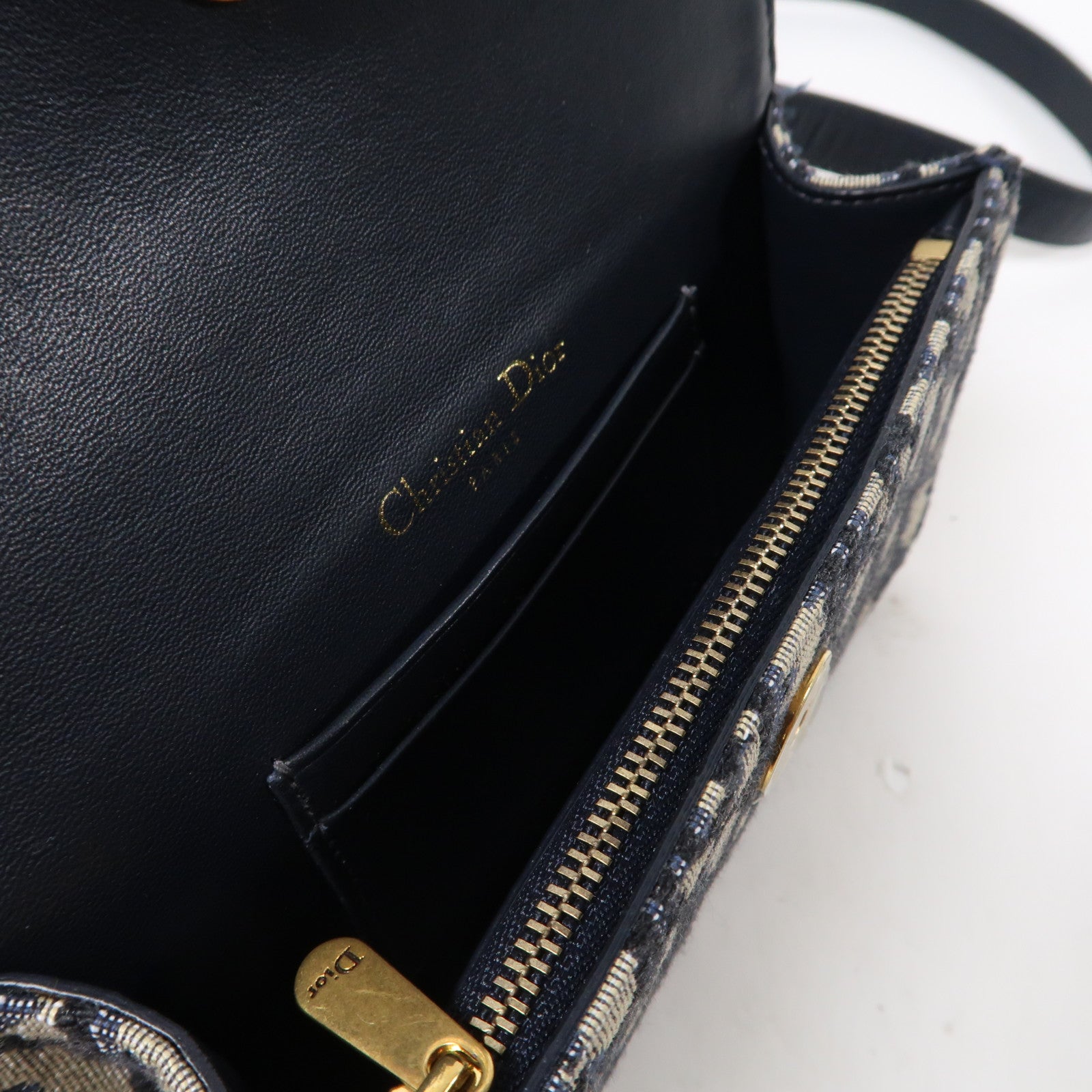 Dior 帆布Saddle Bumbag金扣肩背袋深藍色