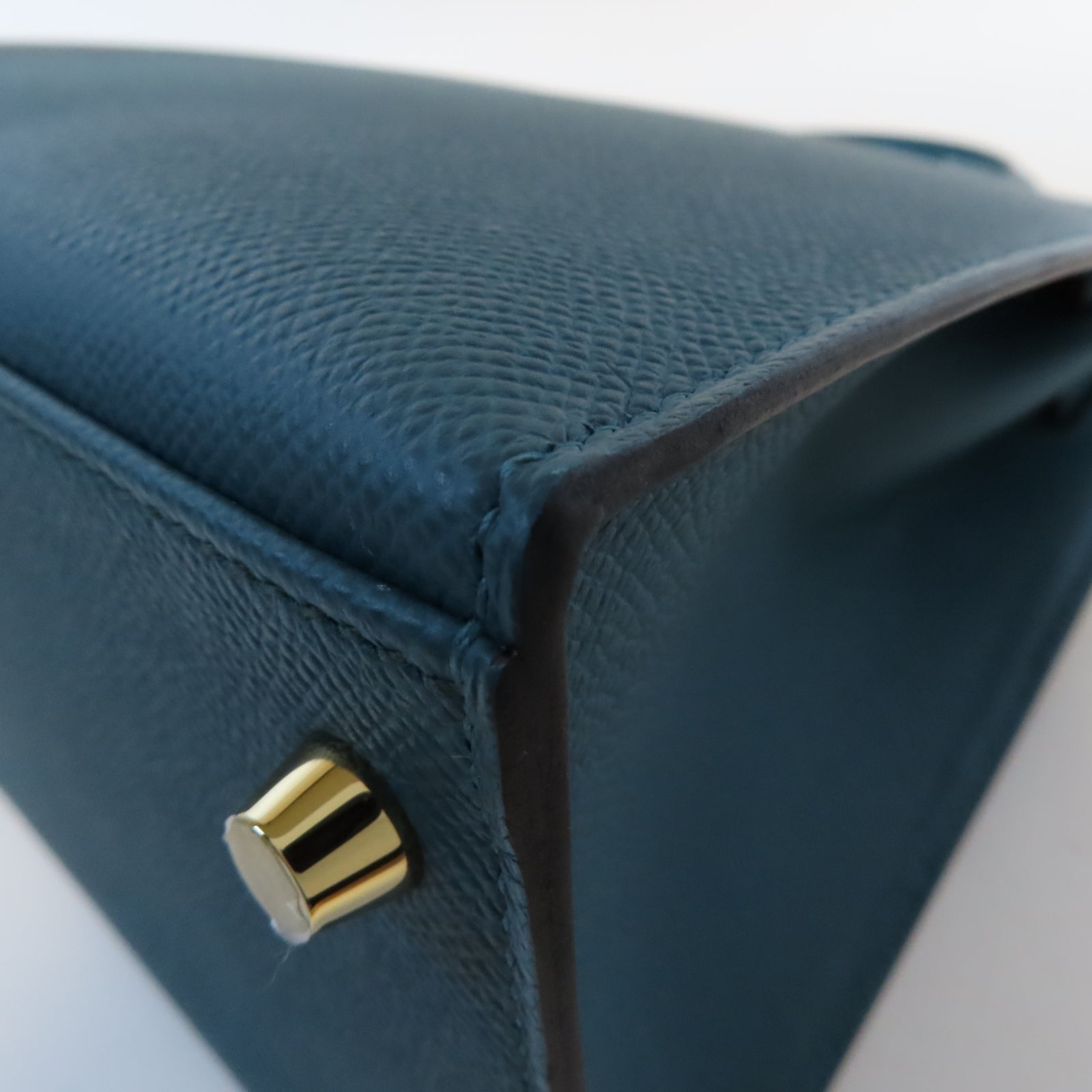 HERMES Epsom皮革Kelly 28金扣手挽肩背兩用袋藍色/深藍色