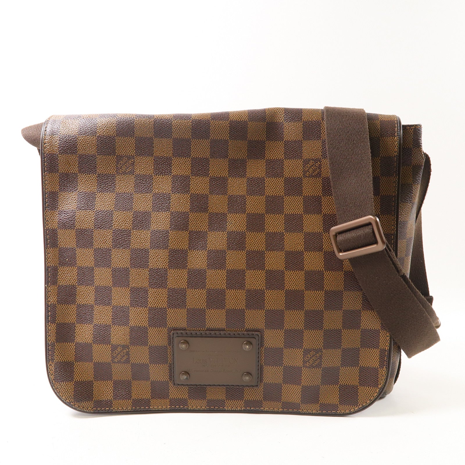 LOUIS VUITTON Damier Ebene Brooklyn MM金扣肩背袋啡色