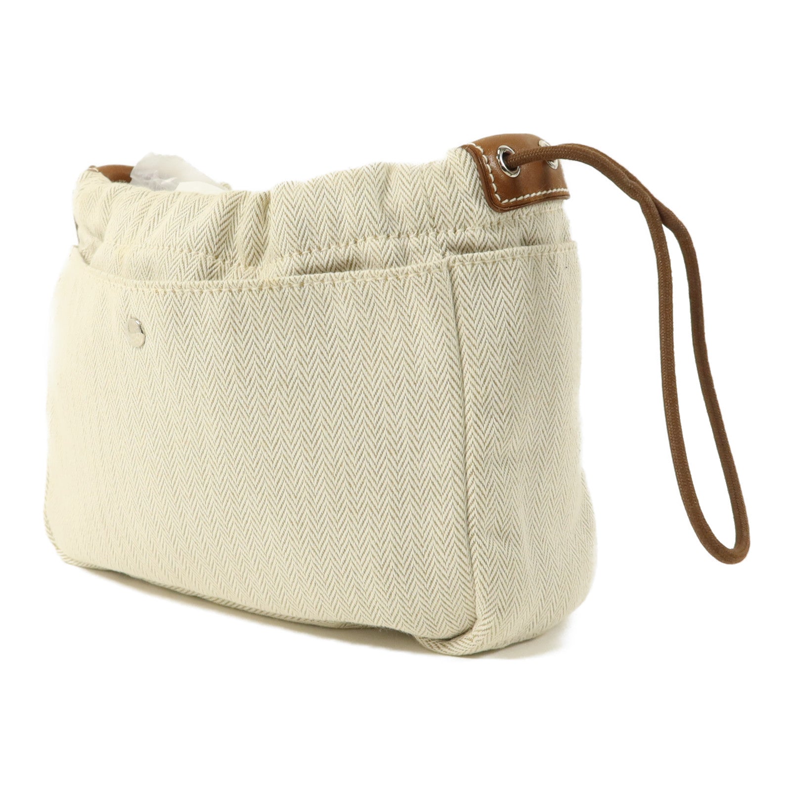 HERMES 帆布/Barenia皮革Fourbi 20 Pouch手拿包Naturel/Fauve