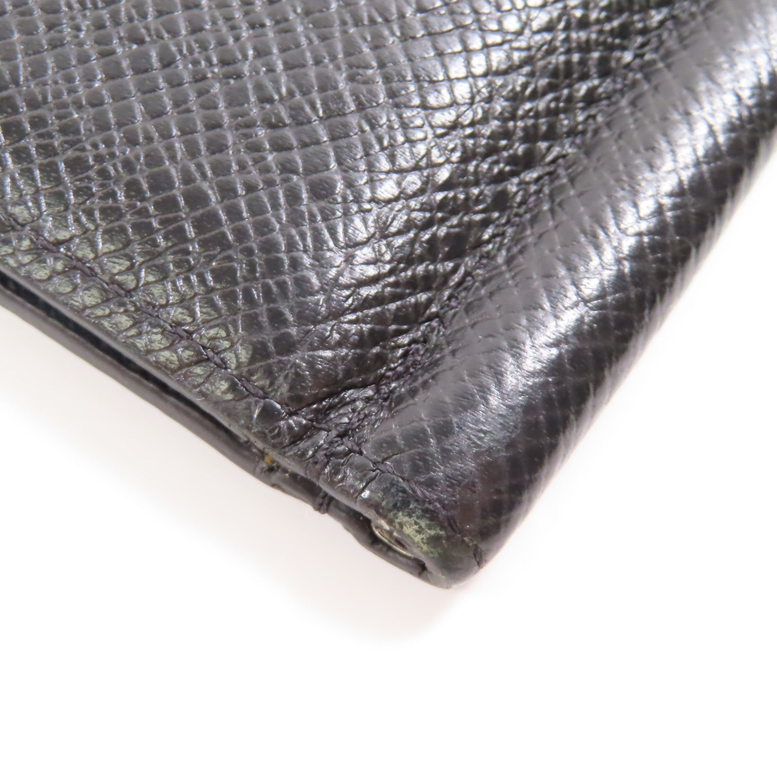 LOUIS VUITTON Taiga皮革Wallet Money Clip銀扣錢夾黑色