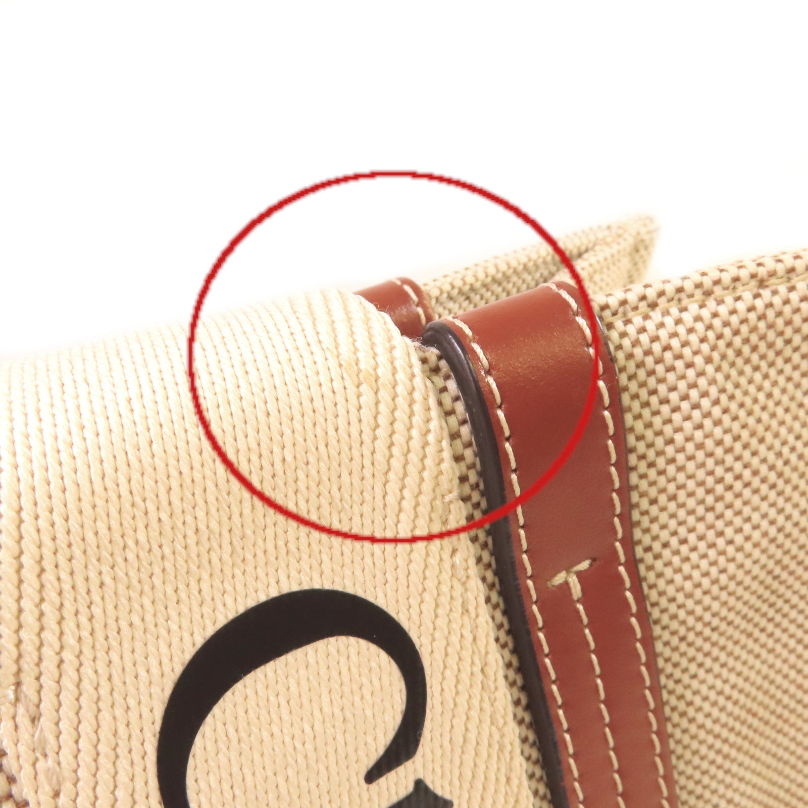 Chloe 帆布Woody Tote Medium Bag肩背袋杏色/啡色