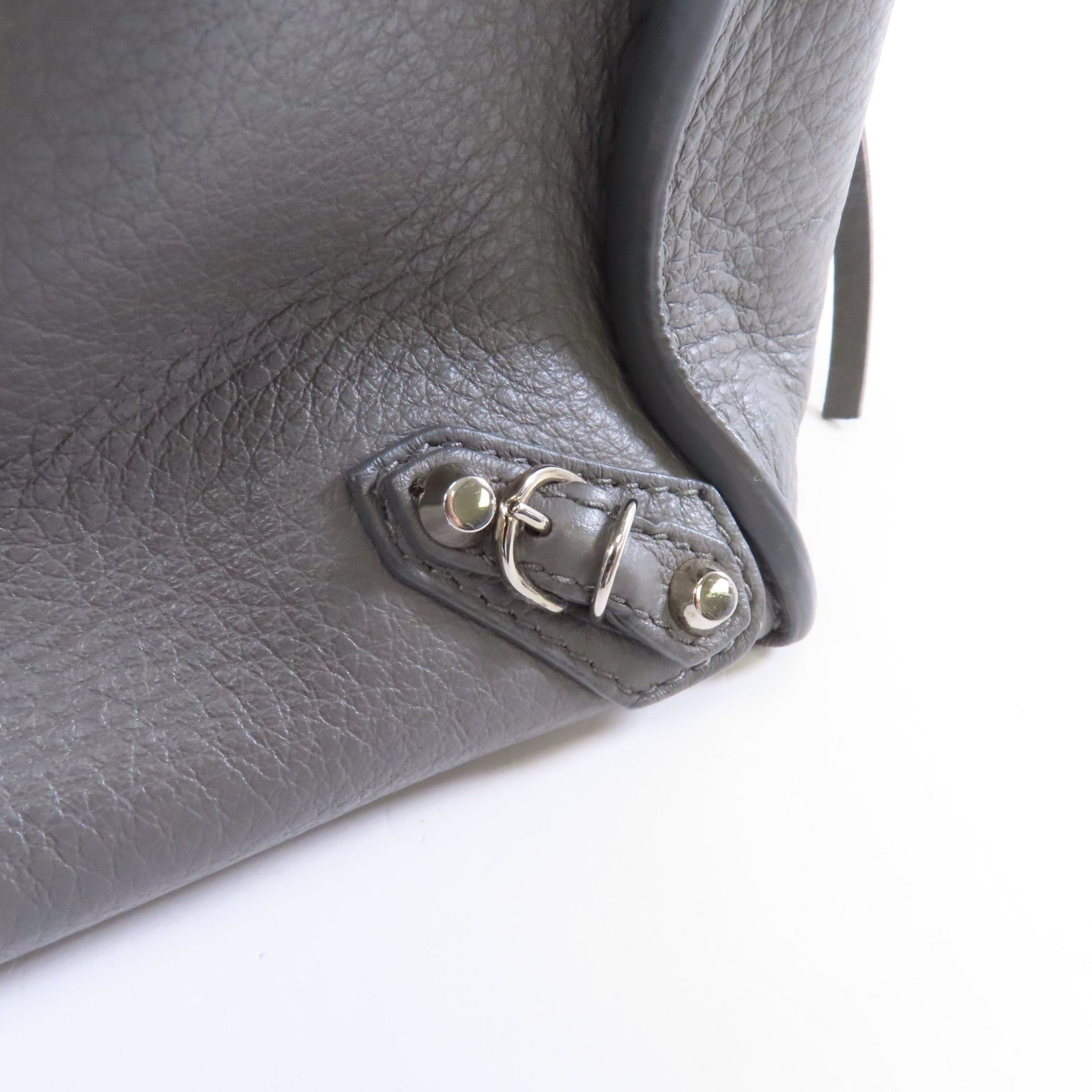 BALENCIAGA 羊皮皮革2way Shoulder Bag銀扣手挽肩背兩用袋灰色