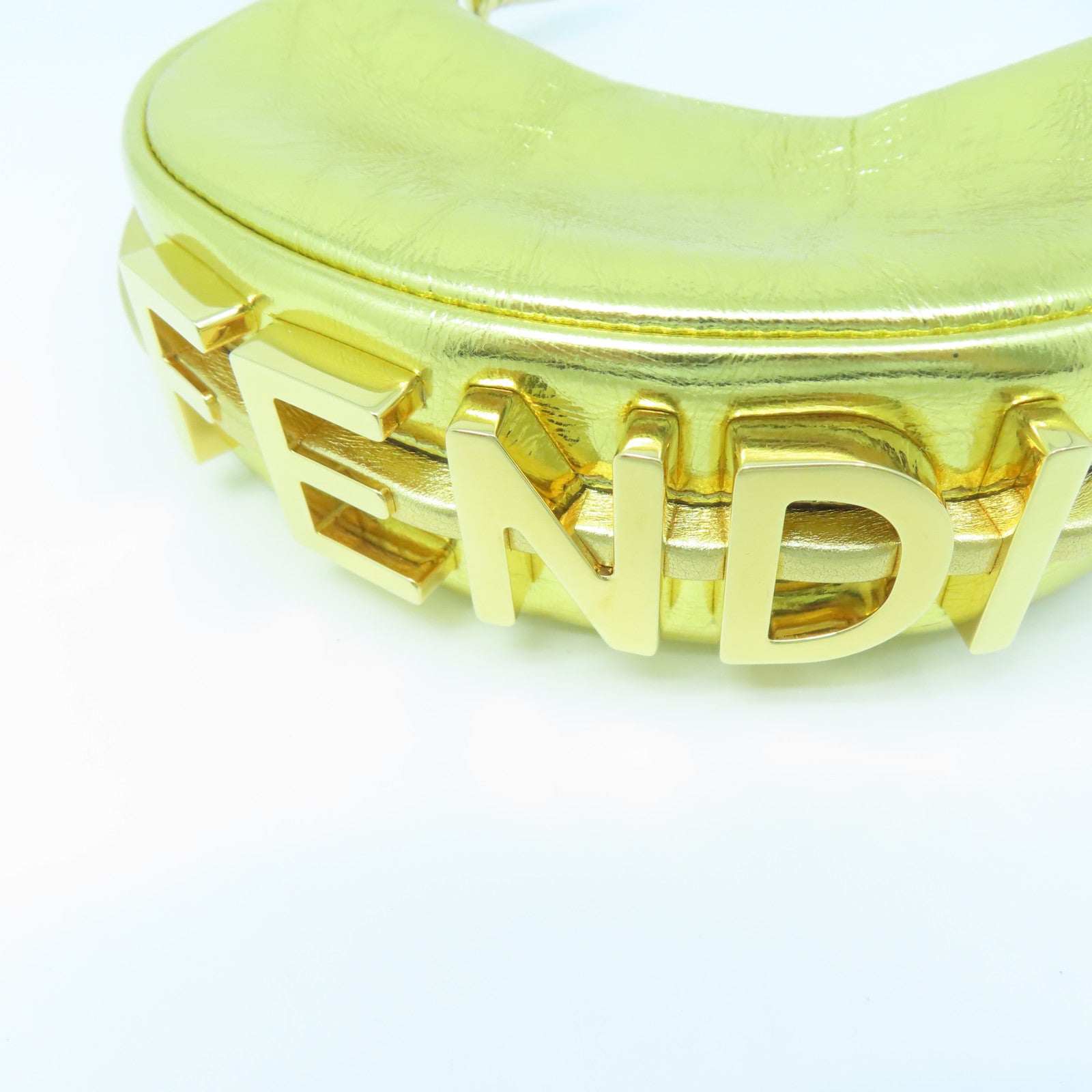 FENDI Coated Canvas Clutch Bag Gold Buckle Clutch Gold