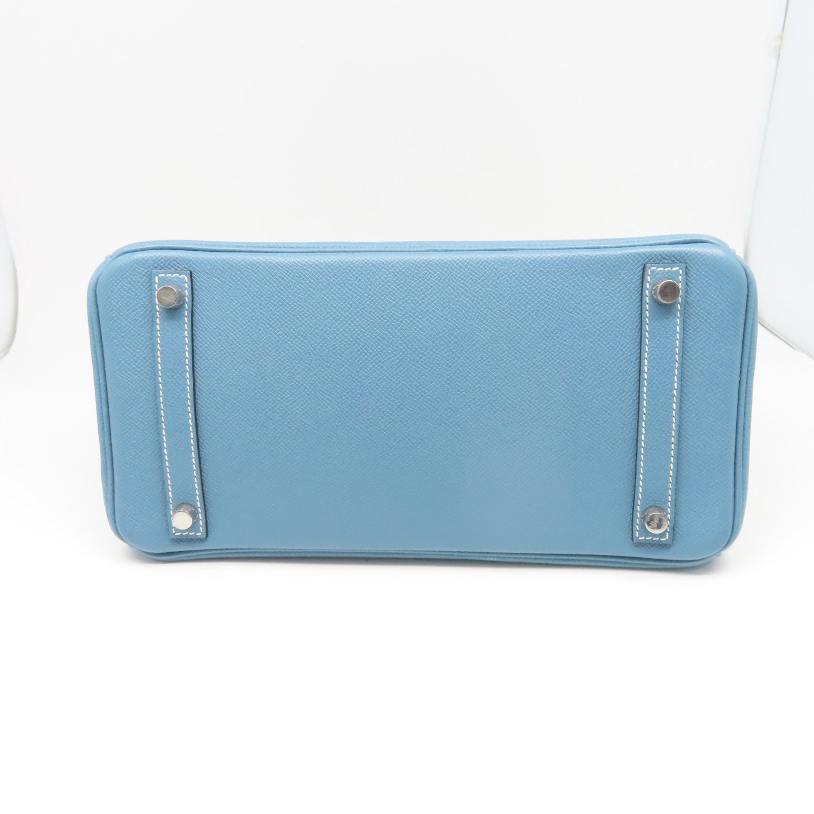 HERMES 【清倉大減價】Epsom皮革Birkin 30銀扣手挽袋牛仔藍色