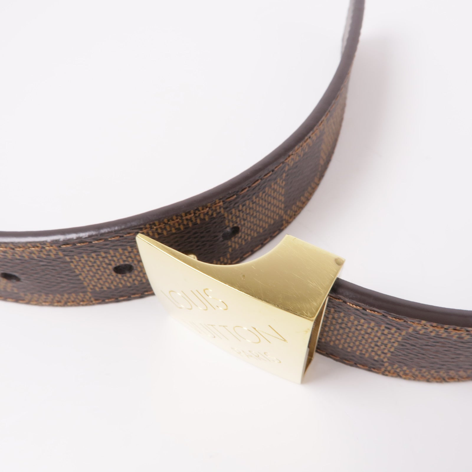 LOUIS VUITTON Damier Belt金扣皮帶