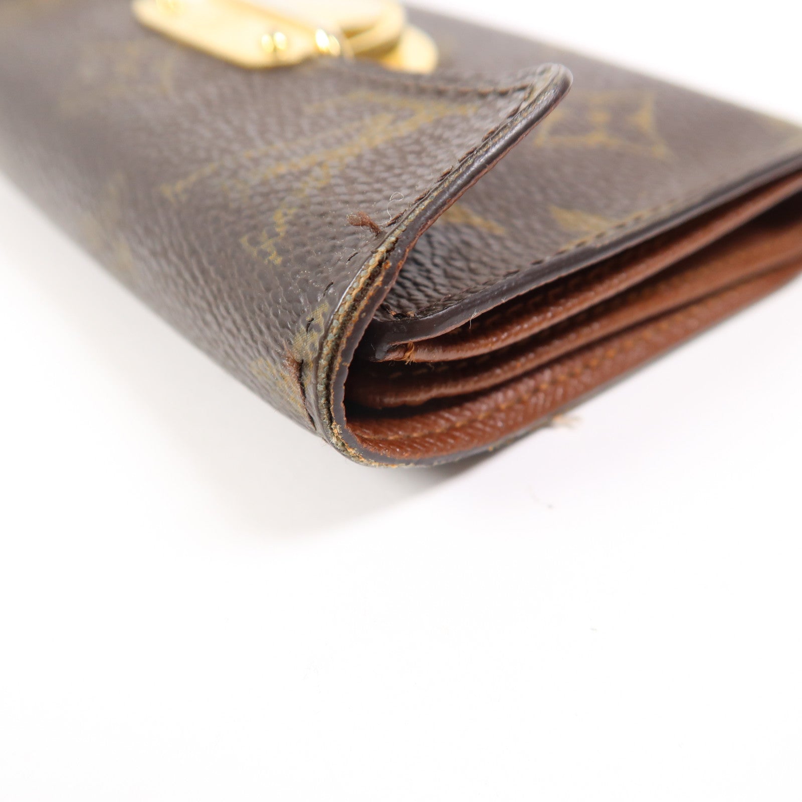 LOUIS VUITTON LV GHW Tri-fold Long Wallet Monogram M60003 Brown