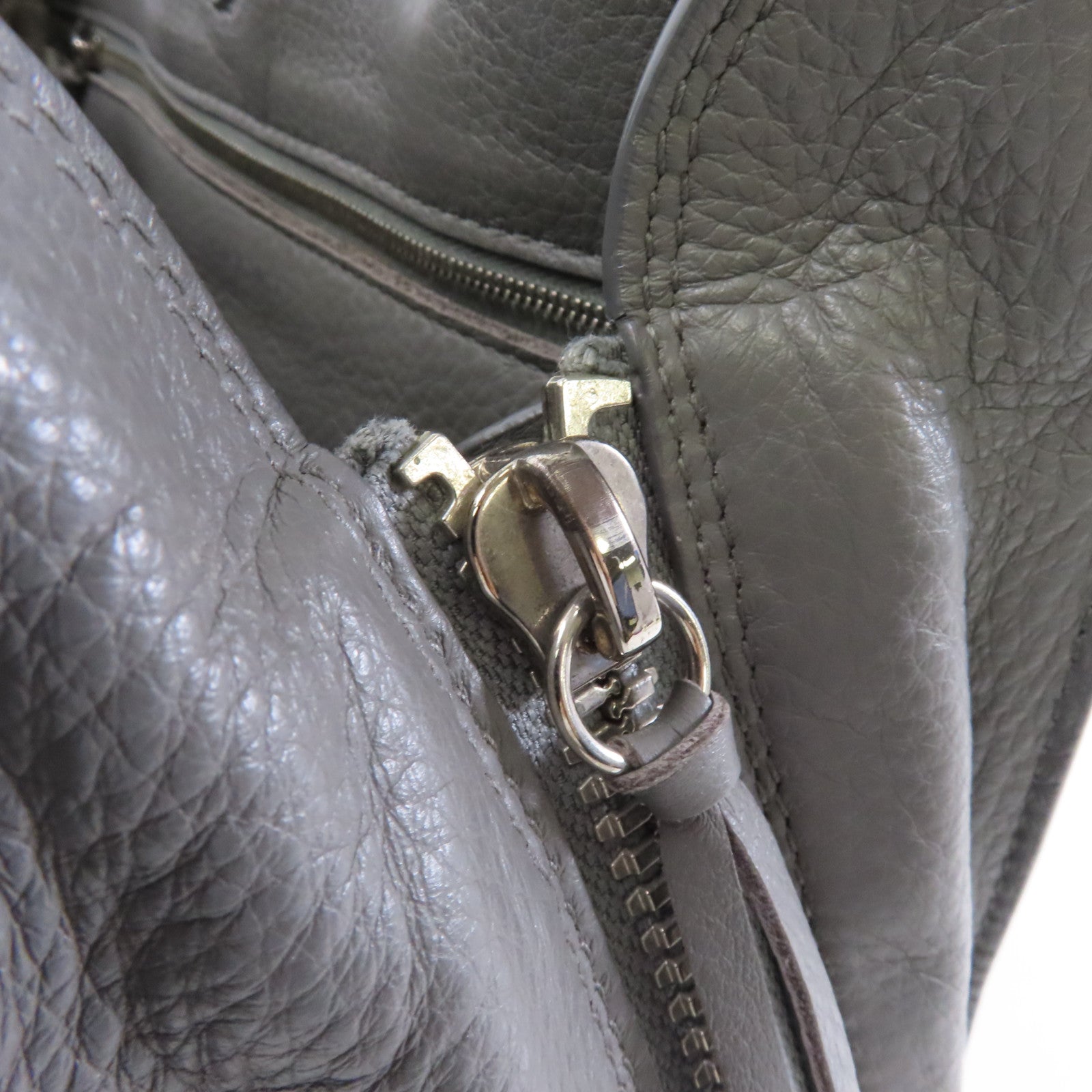 BALENCIAGA 羊皮皮革2way Shoulder Bag銀扣手挽肩背兩用袋灰色