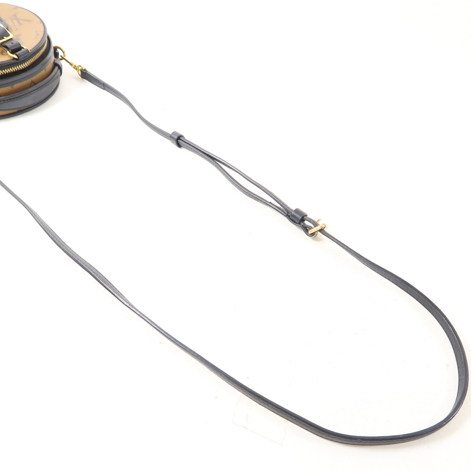 LOUIS VUITTON Monogram Reverse Mini Boite Chapeau金扣肩背袋棕色/黑色