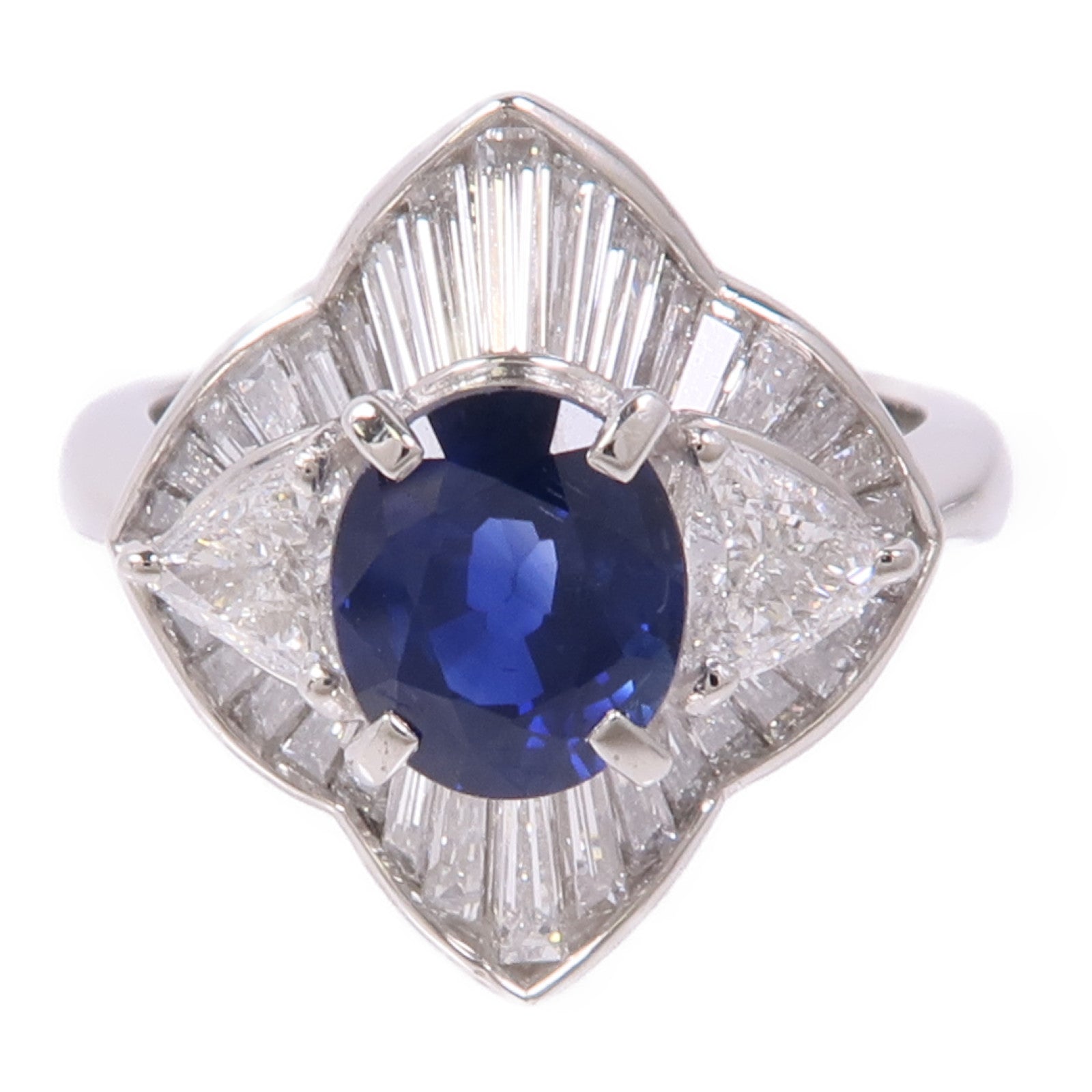 JEWELRY PT900鉑金Sapphire/Diamond Ring藍寶石/鑽石戒指US#6