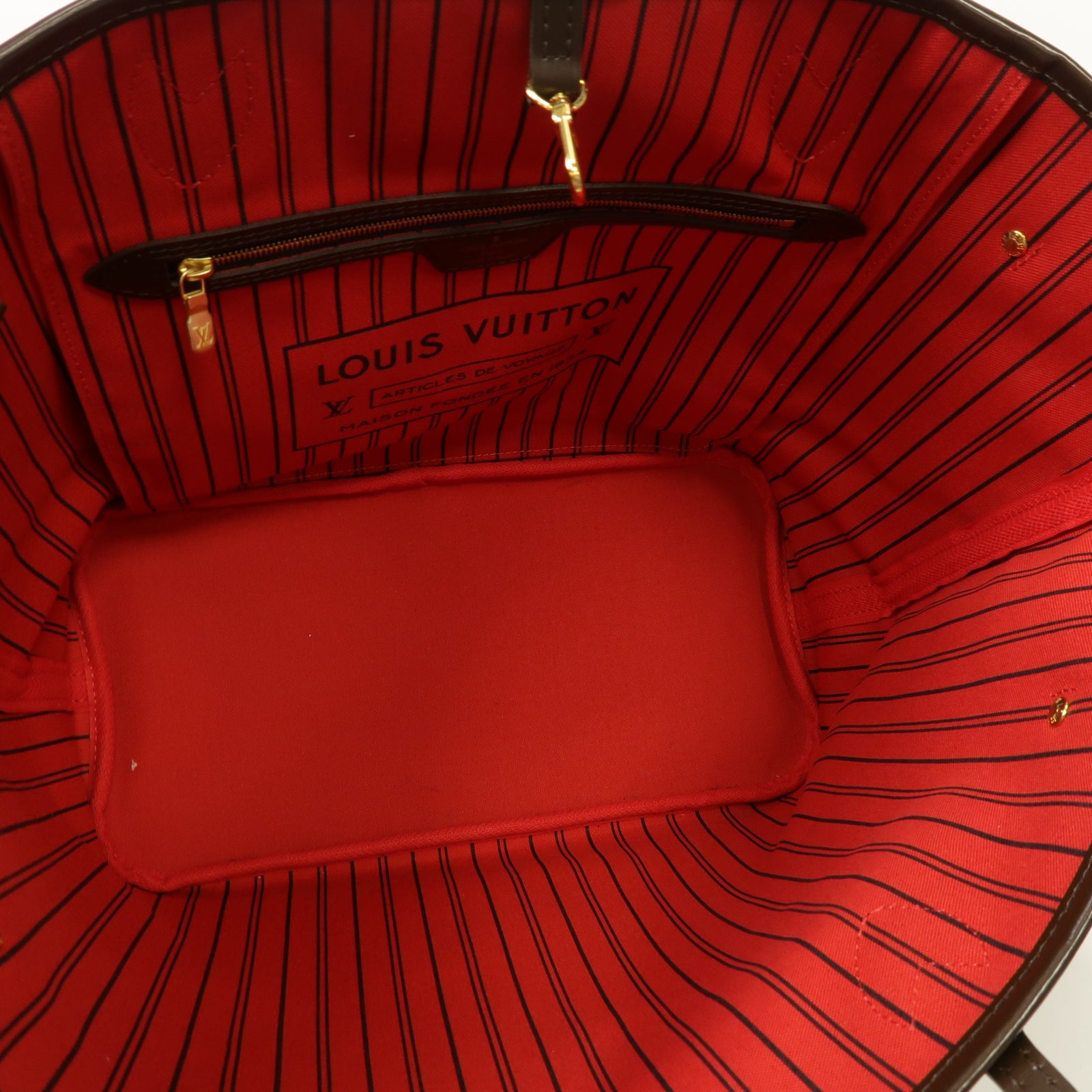 LOUIS VUITTON Damier Neverfull MM金扣肩背袋啡色