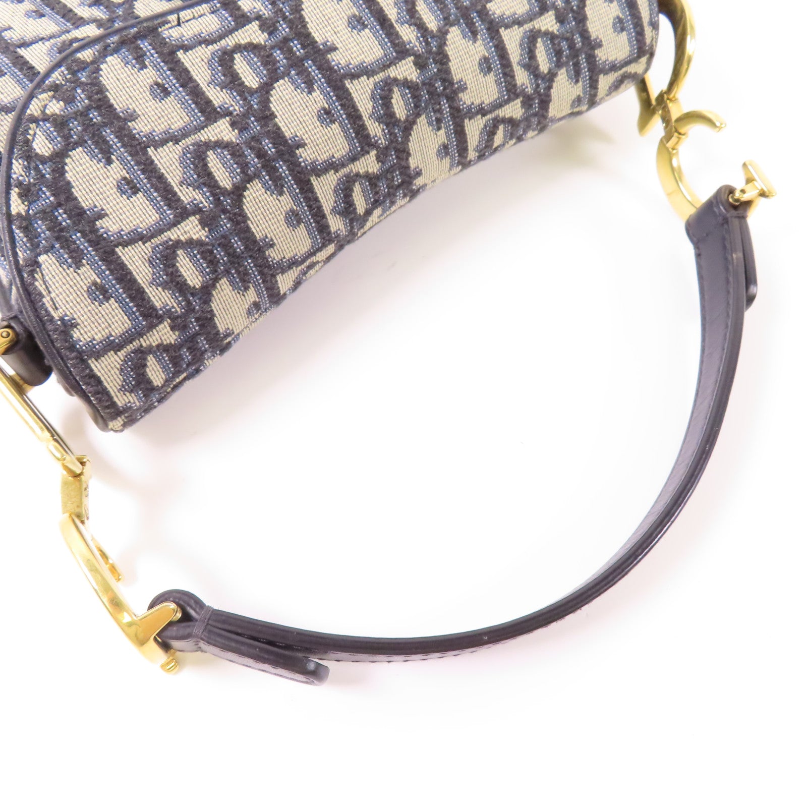 Dior 帆布Mini Saddle金扣手挽袋