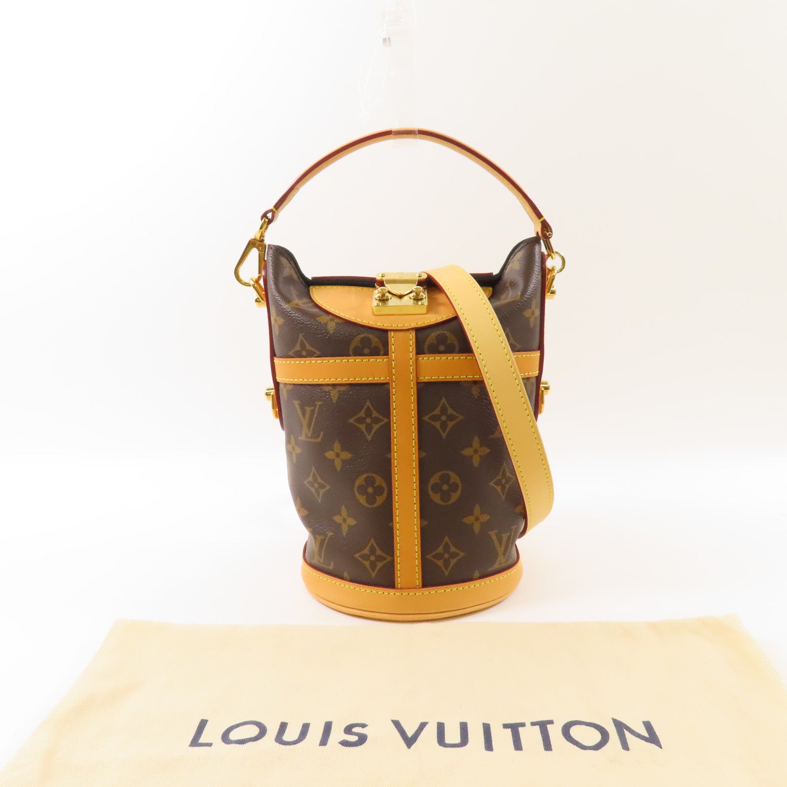 LOUIS VUITTON Monogram Duffle金扣手挽肩背兩用袋棕色