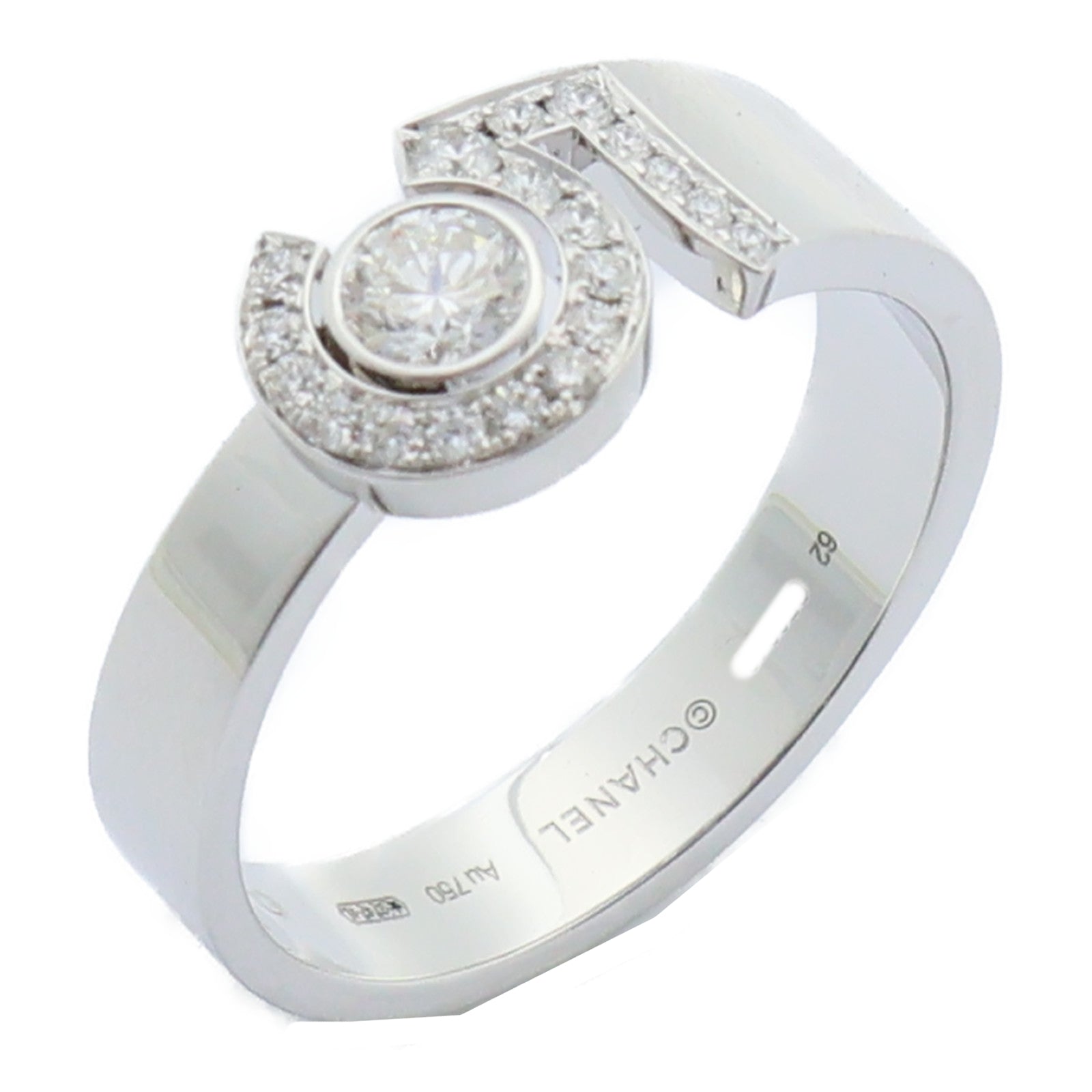 CHANEL 18K白金Eternal N°5 Ring鑽石戒指US#10