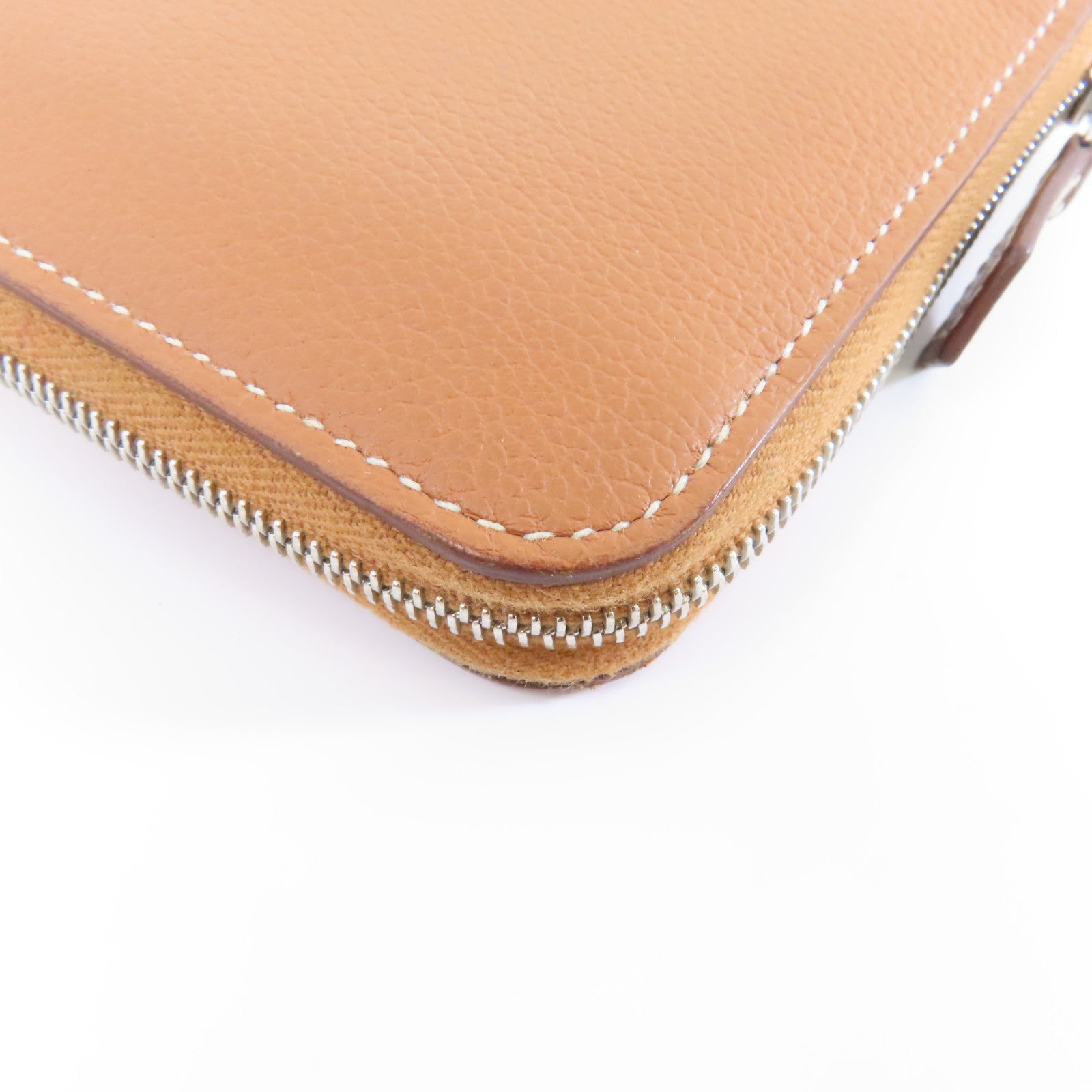 HERMES Evercolor皮革Silk in Compact Wallet銀扣錢包37 Gold經典駝色
